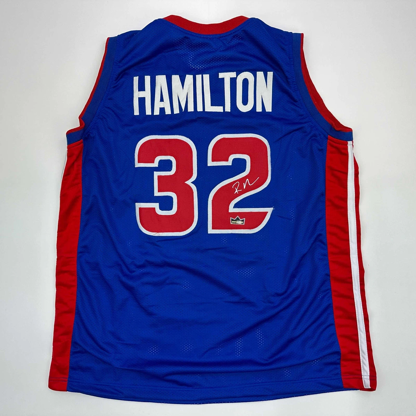 Facsimile Autographed Richard Hamilton Detroit Blue Reprint Jersey Size Men's XL