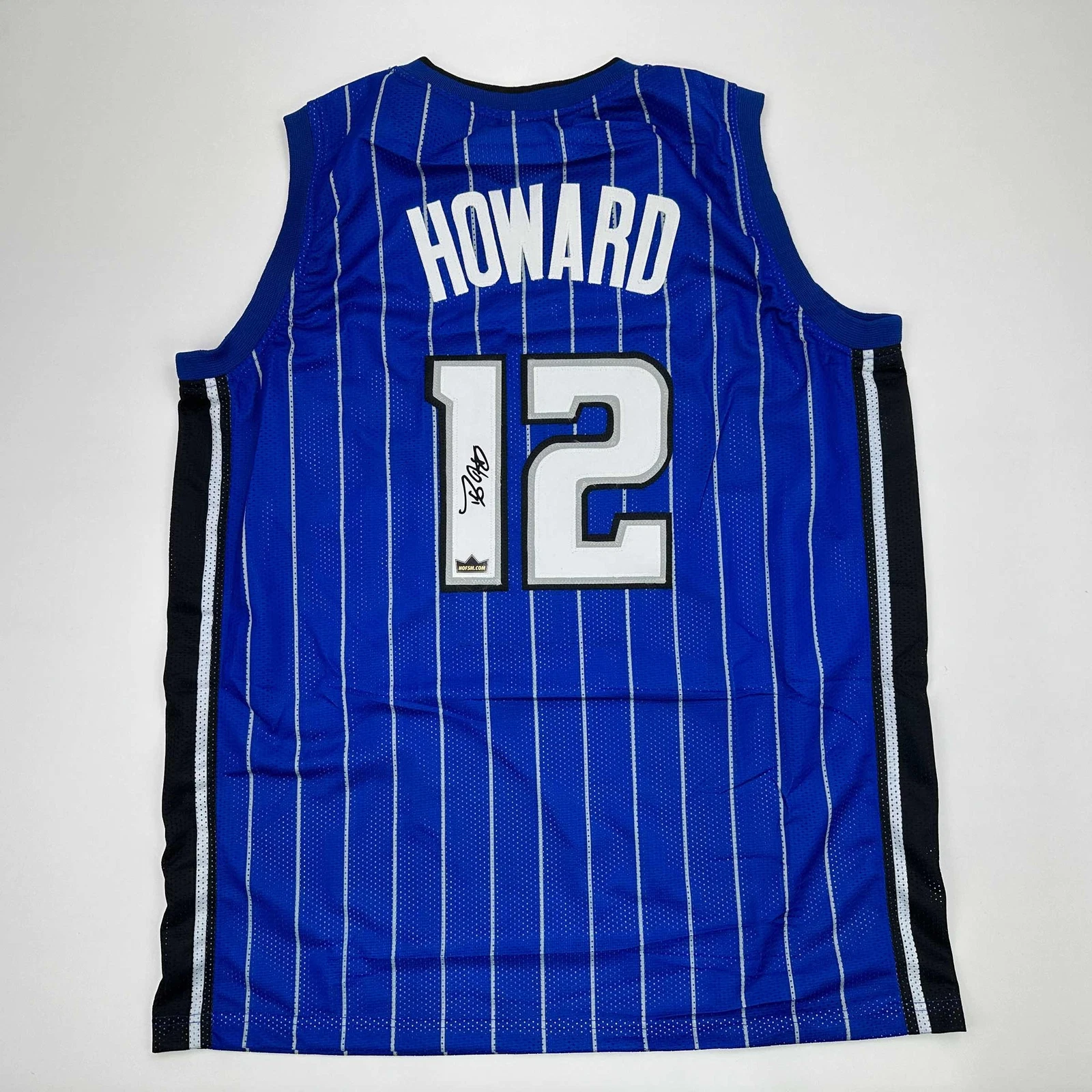 Facsimile Autographed Dwight Howard Orlando Blue Pinstripe Reprint Jersey Men XL