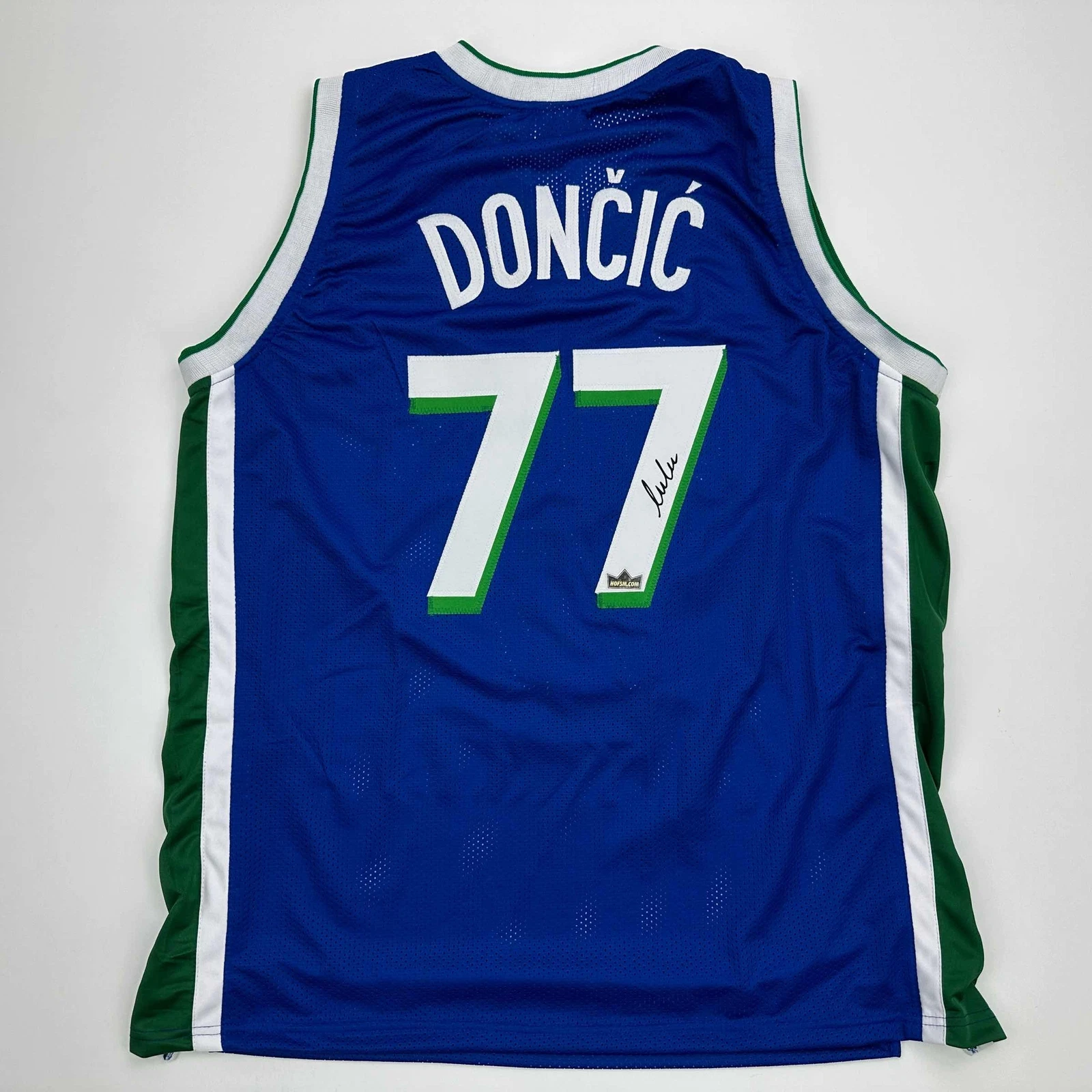 Facsimile Autographed Luka Doncic Dallas Retro Blue Reprint Jersey Size Men's XL