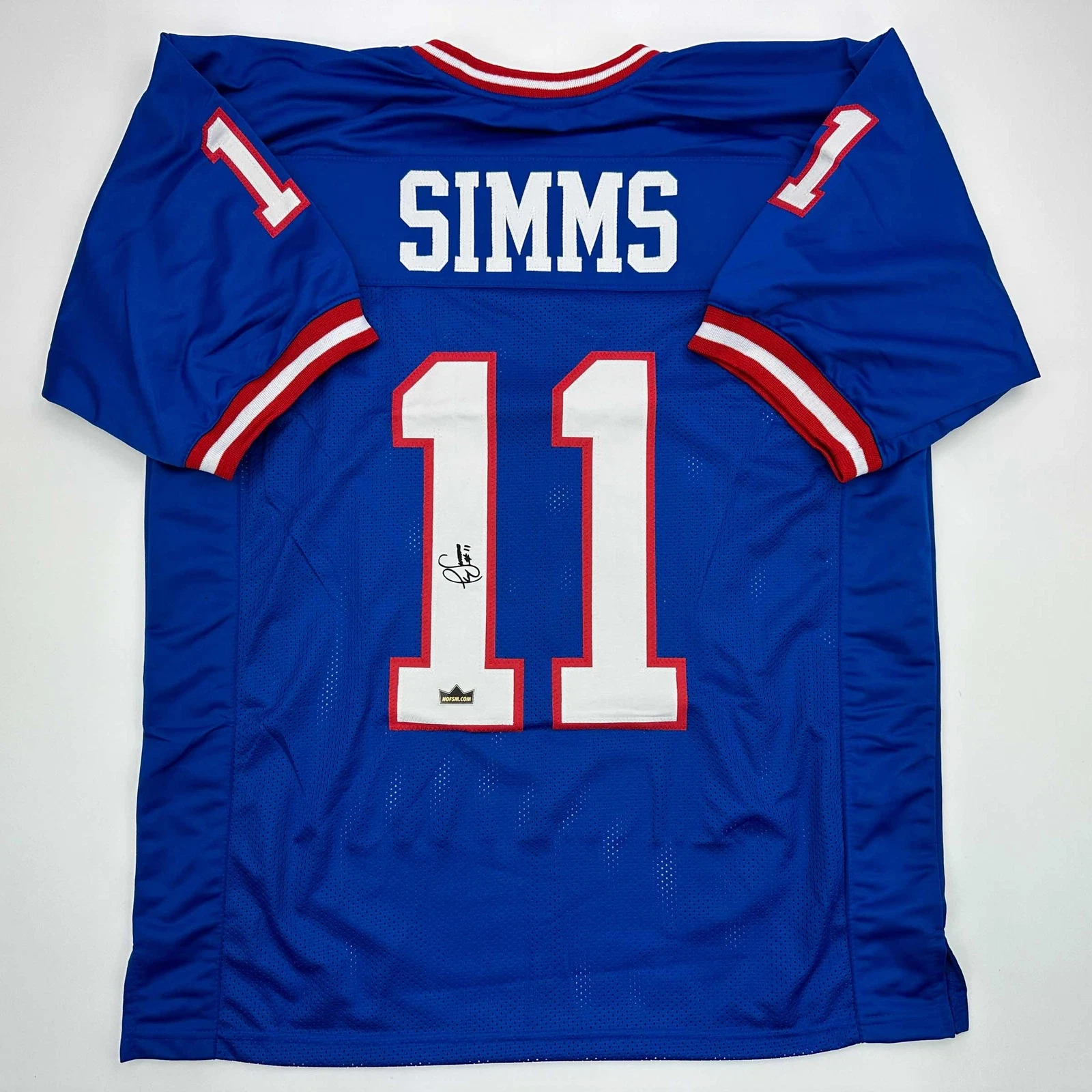 Facsimile Autographed Phil Simms New York Blue Reprint Jersey Size Men's XL