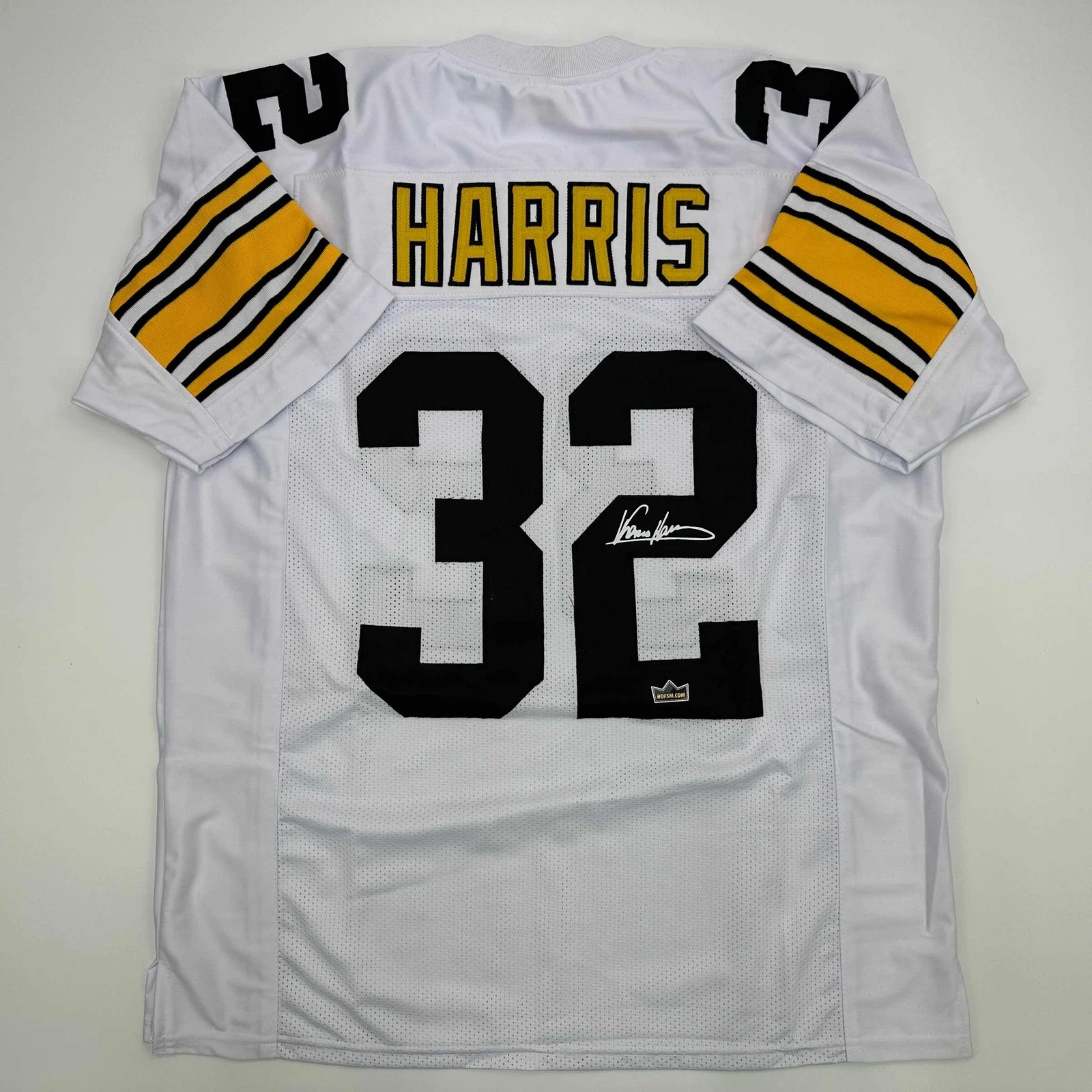 Facsimile Autographed Franco Harris Pittsburgh White Reprint Jersey Size Mens XL