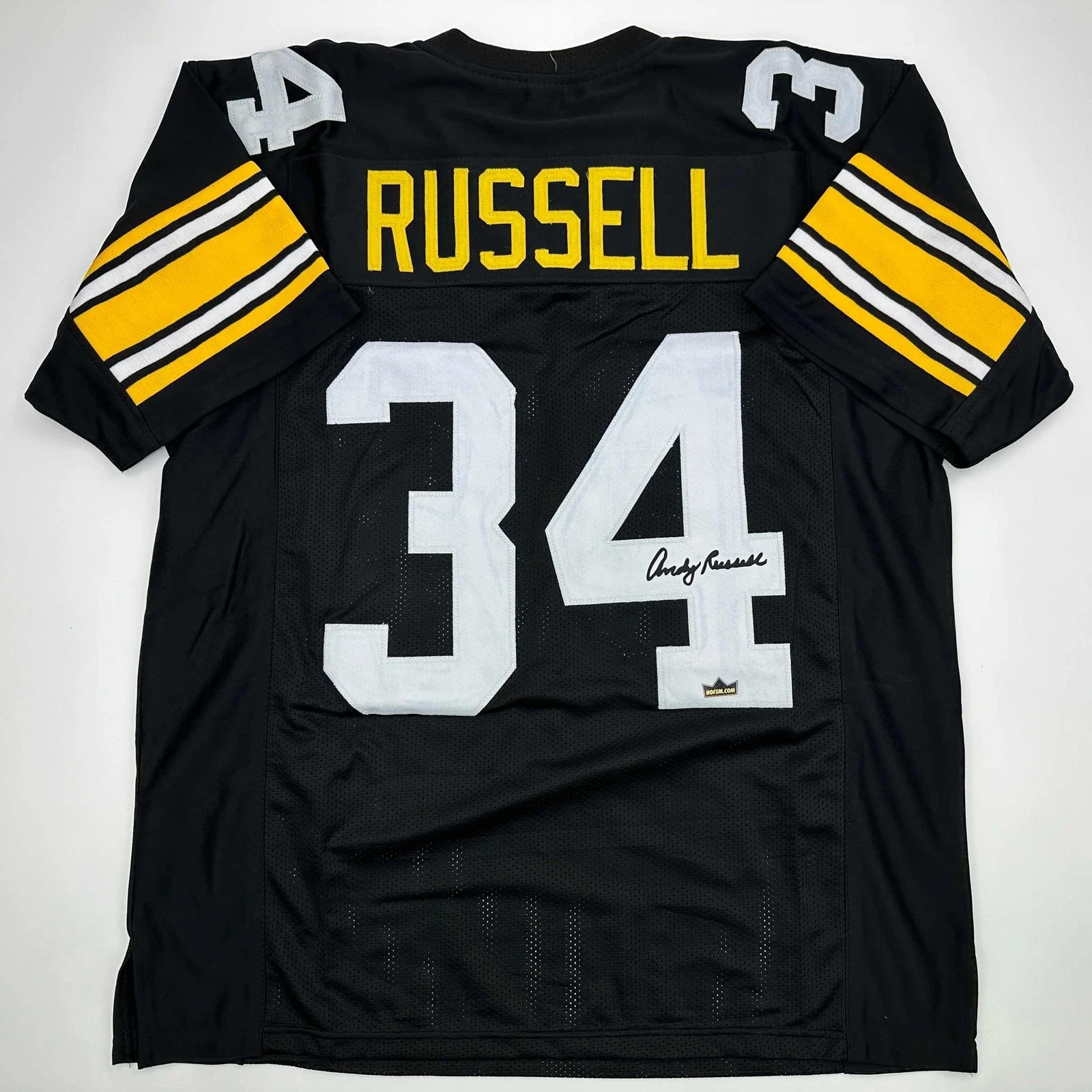 Facsimile Autographed Andy Russell Pittsburgh Black Reprint Jersey Size Men's XL