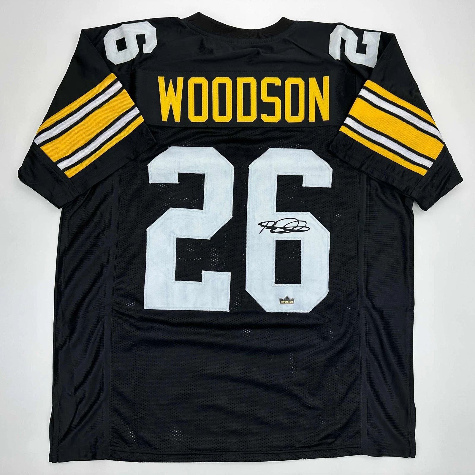 Facsimile Autographed Rod Woodson Pittsburgh Black Reprint Jersey Size Men's XL