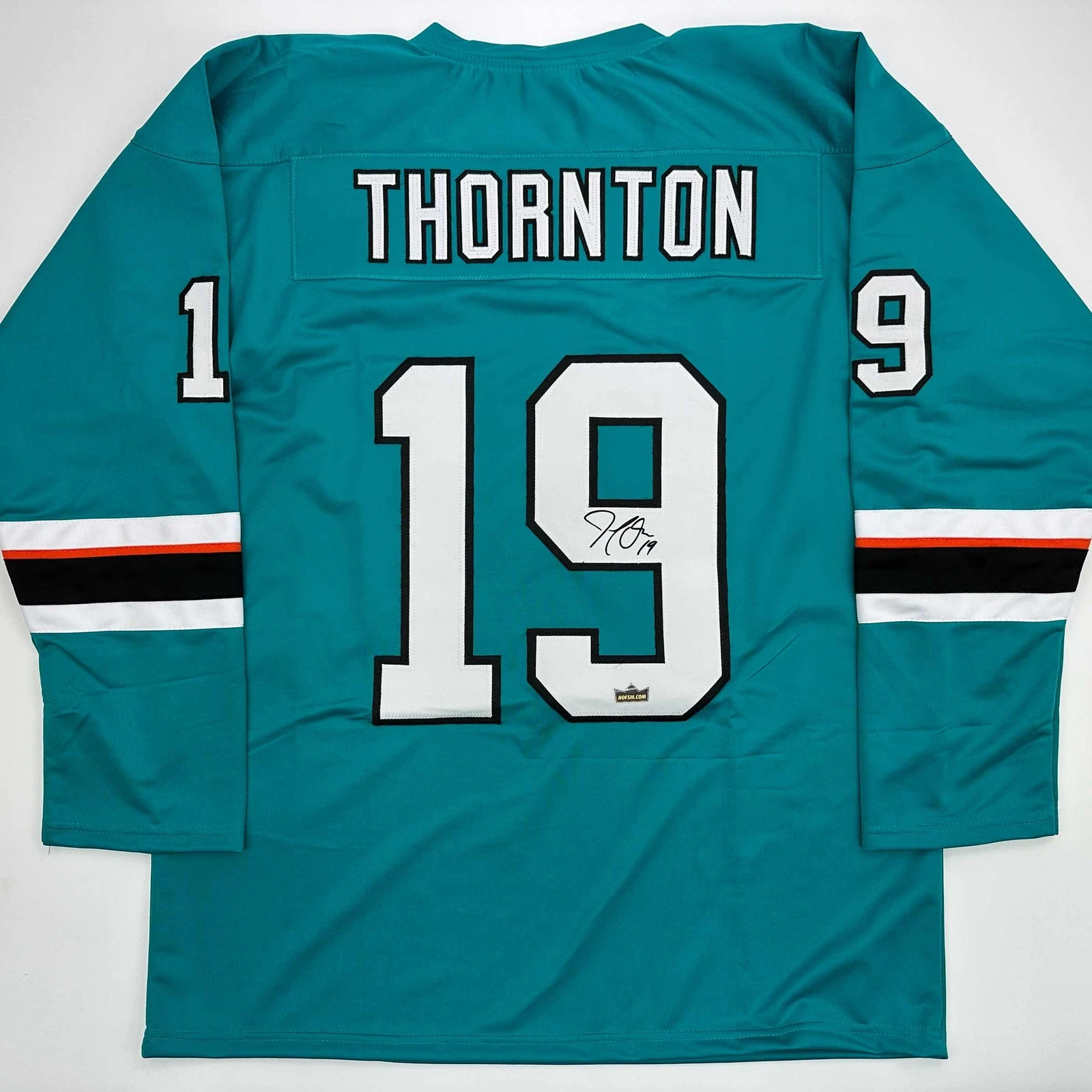 Facsimile Autographed Joe Thornton San Jose Teal Reprint Jersey Size Men's XL