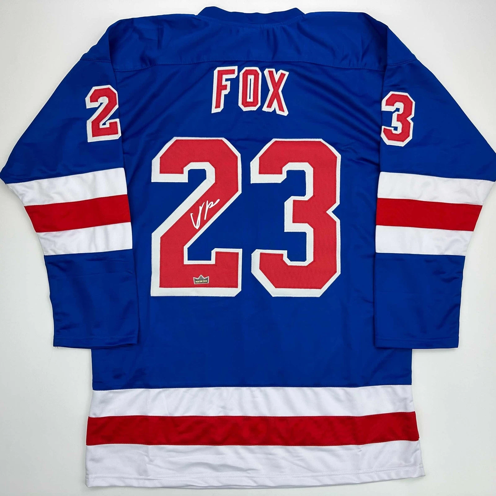 Facsimile Autographed Adam Fox New York Blue Reprint Jersey Size Men's XL