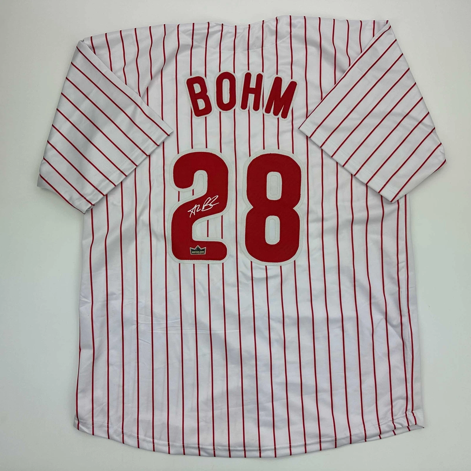 Facsimile Autographed Alec Bohm Philadelphia Pinstripe Reprint Jersey Men's XL