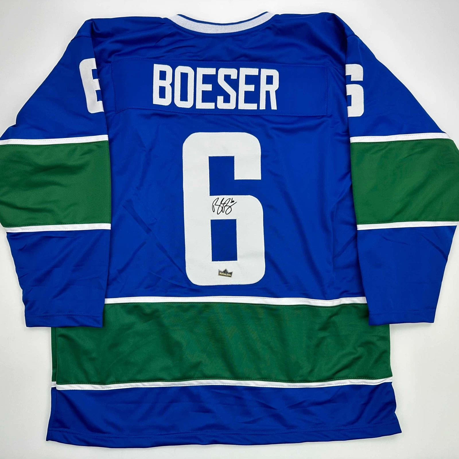 Facsimile Autographed Brock Boeser Vancouver Blue Reprint Jersey Size Men's XL