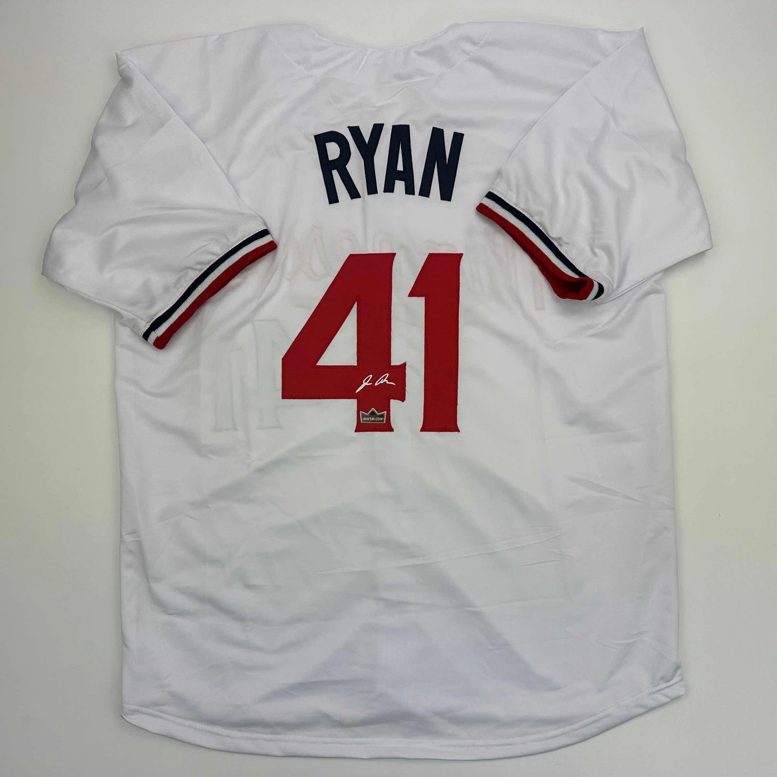 Facsimile Autographed Joe Ryan Minnesota White Reprint Jersey Size Men's XL