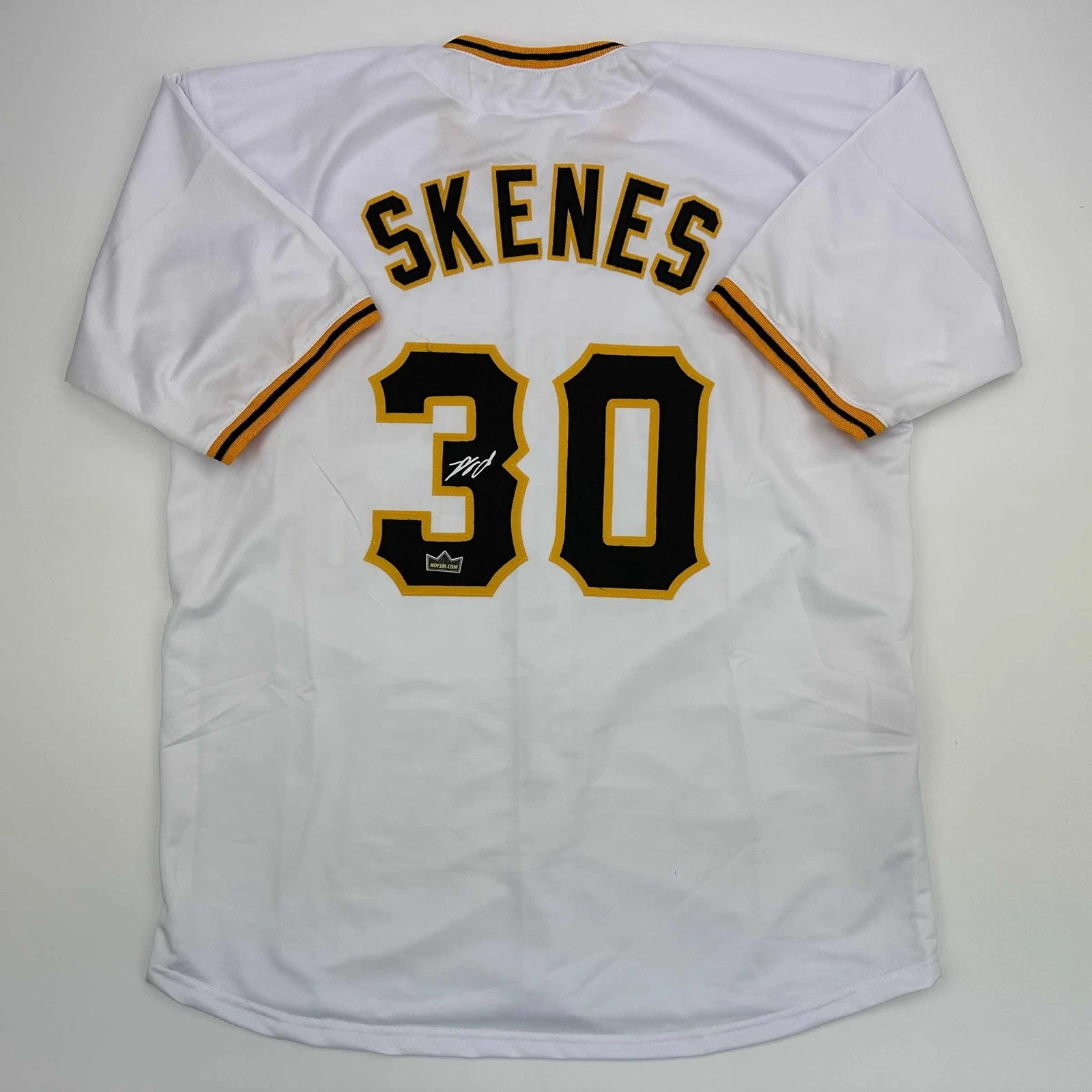 Facsimile Autographed Paul Skenes Pittsburgh White Reprint Jersey Size Men's XL