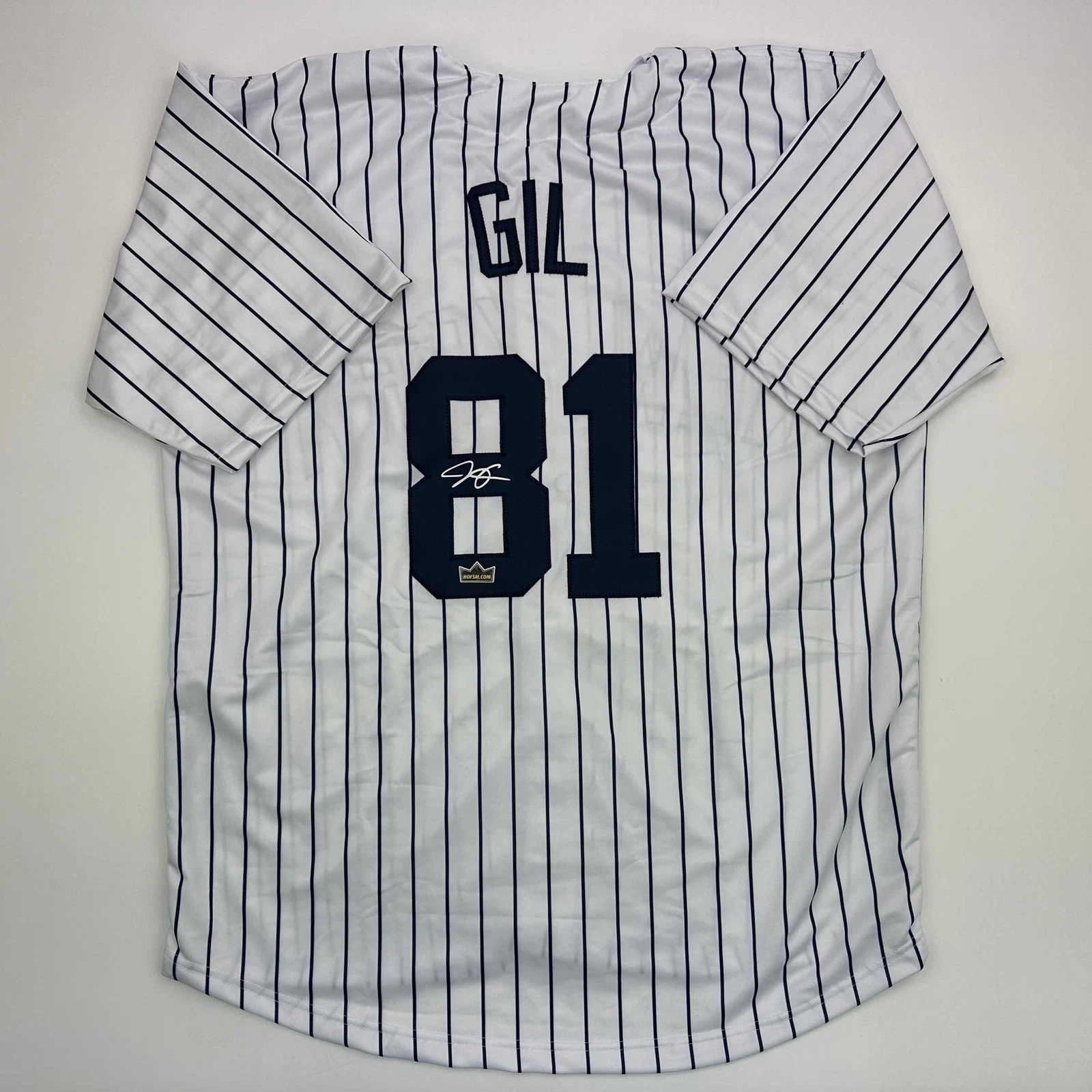Facsimile Autographed Luis Gil New York Pinstripe Reprint Jersey Size Men's XL