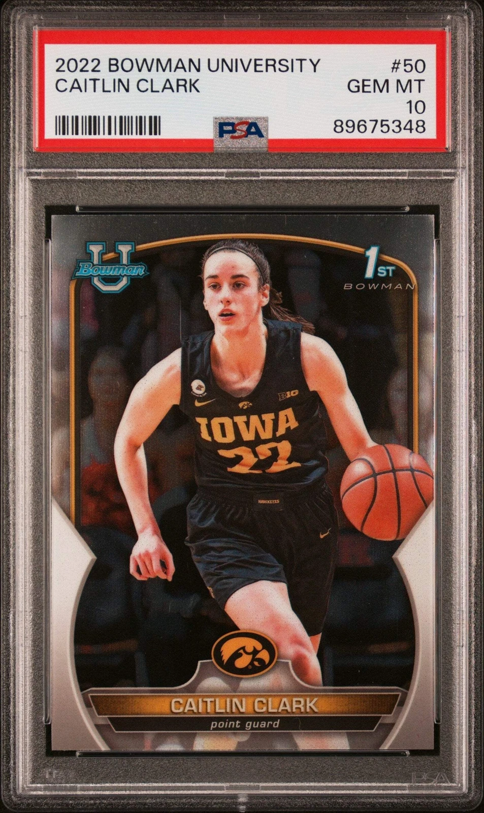 Graded 2022 Bowman University Caitlin Clark #50 Rookie RC Basketball Card PSA 10