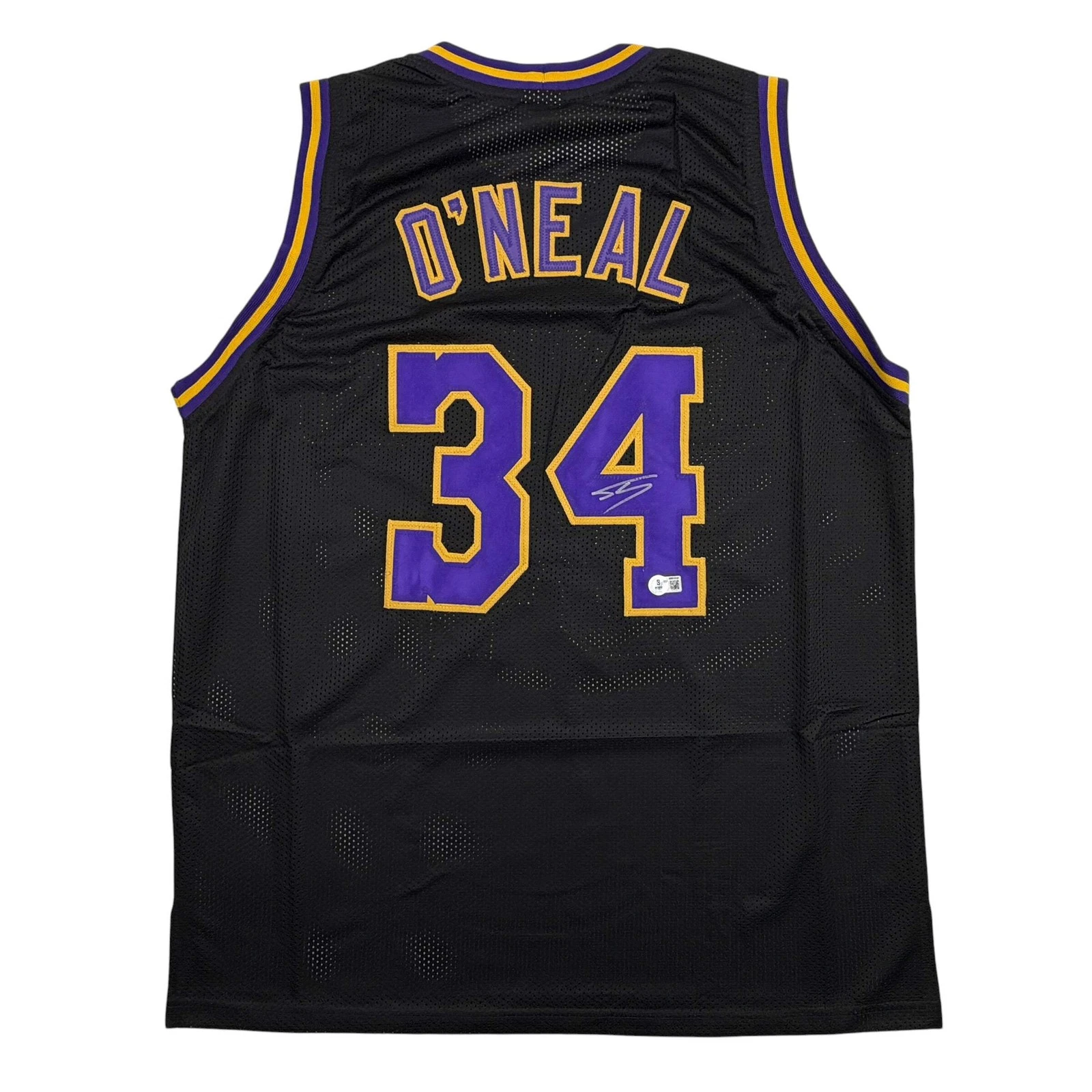 Autographed/Signed SHAQUILLE SHAQ O'NEAL Los Angeles Black Jersey JSA COA Auto