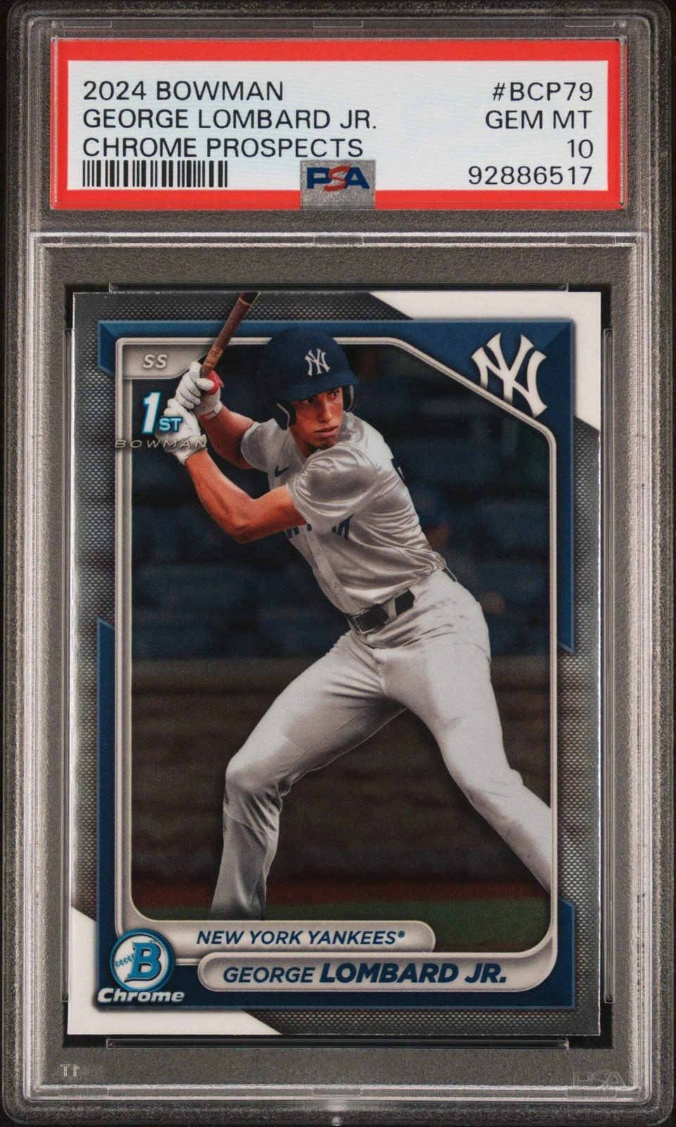 Graded 2024 Topps Bowman George Lombard Jr #BCP79 Chrome RC Baseball Card PSA 10