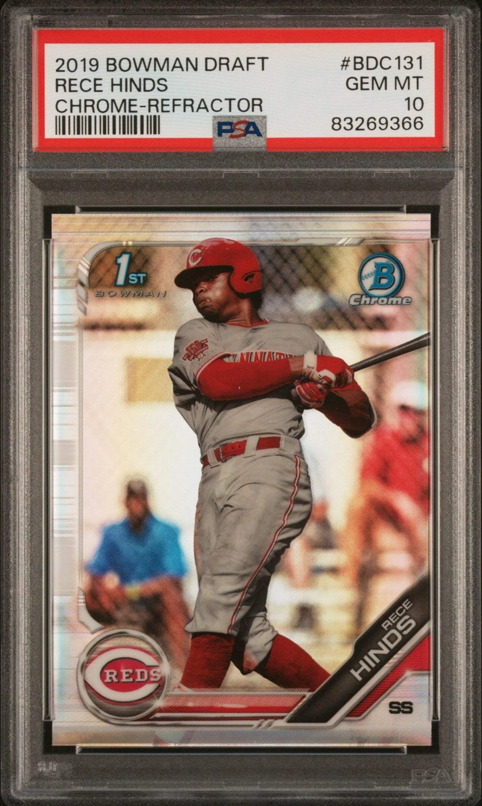 Graded 2019 Bowman Draft Rece Hinds #BDC131 Chrome REF RC Baseball Card PSA 10
