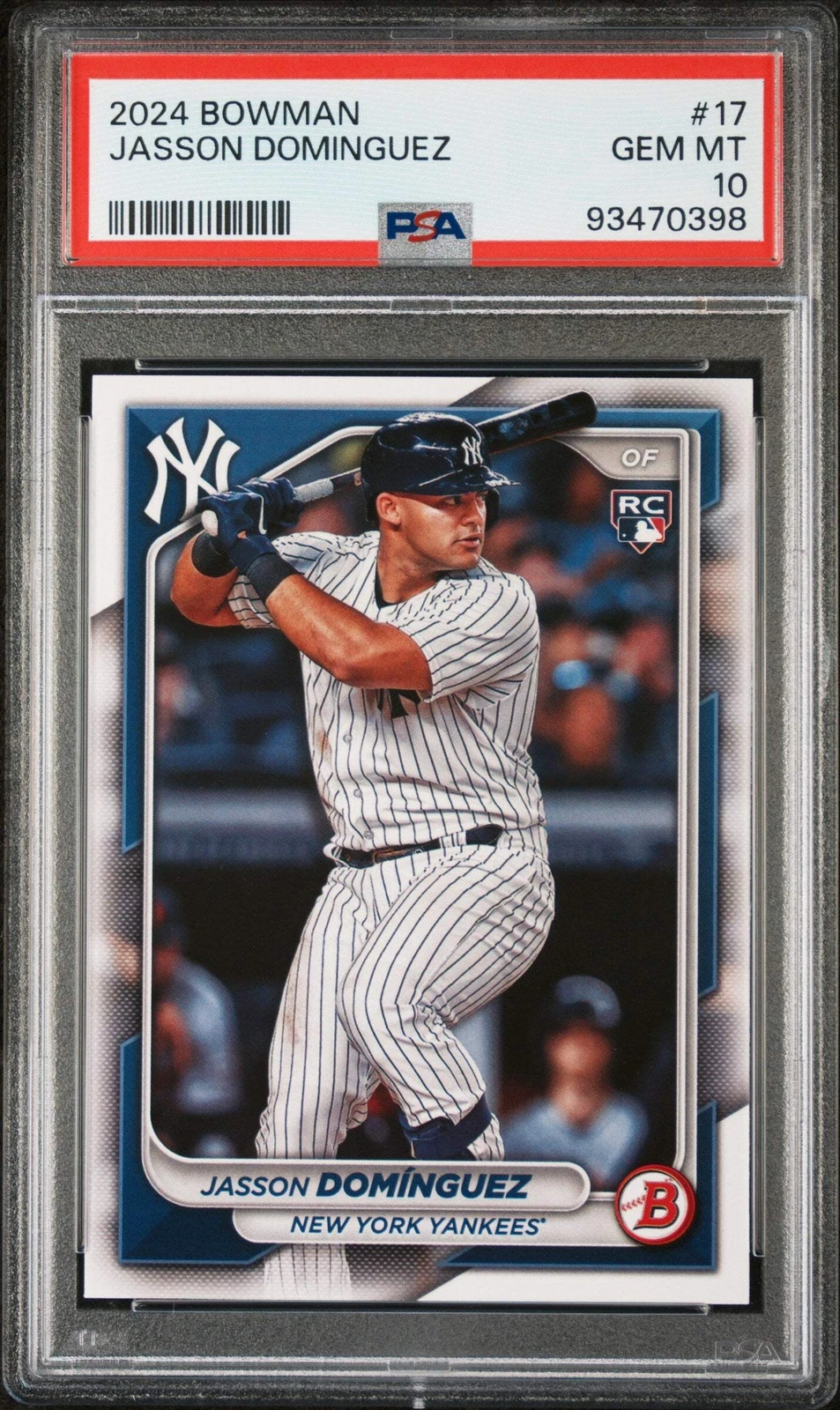 Graded 2024 Topps Bowman Jasson Dominguez #17 Rookie RC Baseball Card PSA 10 Gem