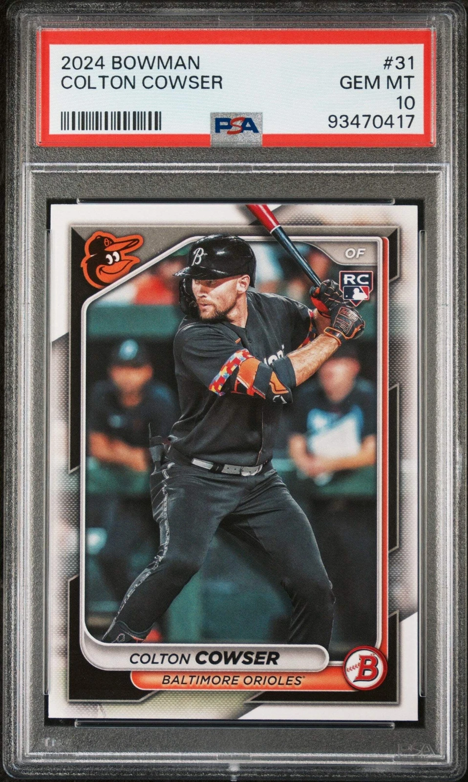 Graded 2024 Topps Bowman Colton Cowser #31 Rookie RC Baseball Card PSA 10 Gem