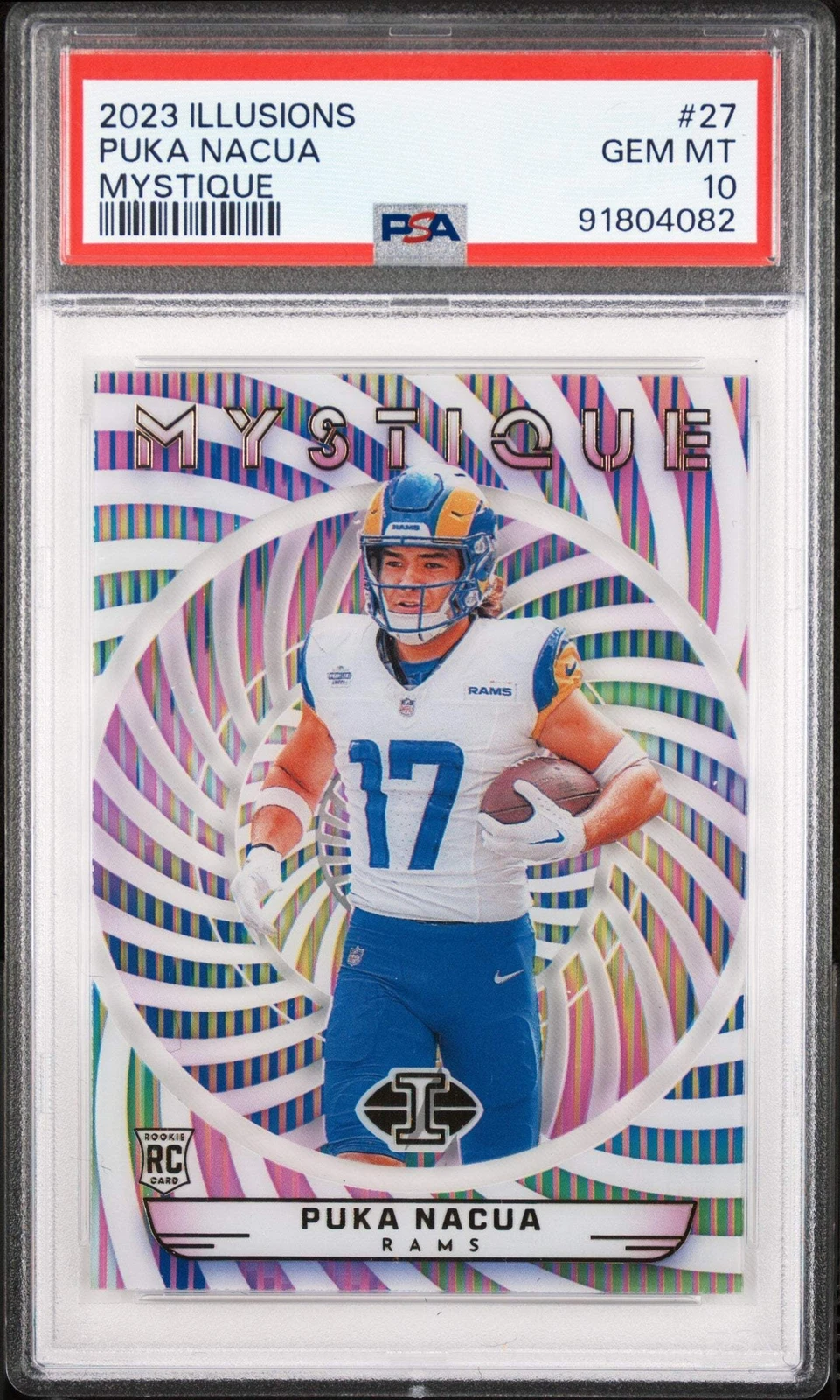Graded 2023 Panini Illusions Puka Nacua #27 Mystique Rookie Football Card PSA 10
