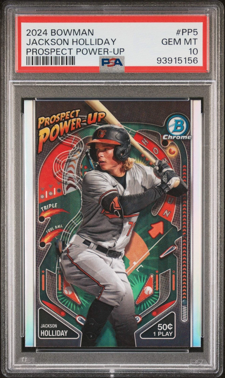 Graded 2024 Bowman Jackson Holliday #PP5 Prospect Power Up Baseball Card PSA 10