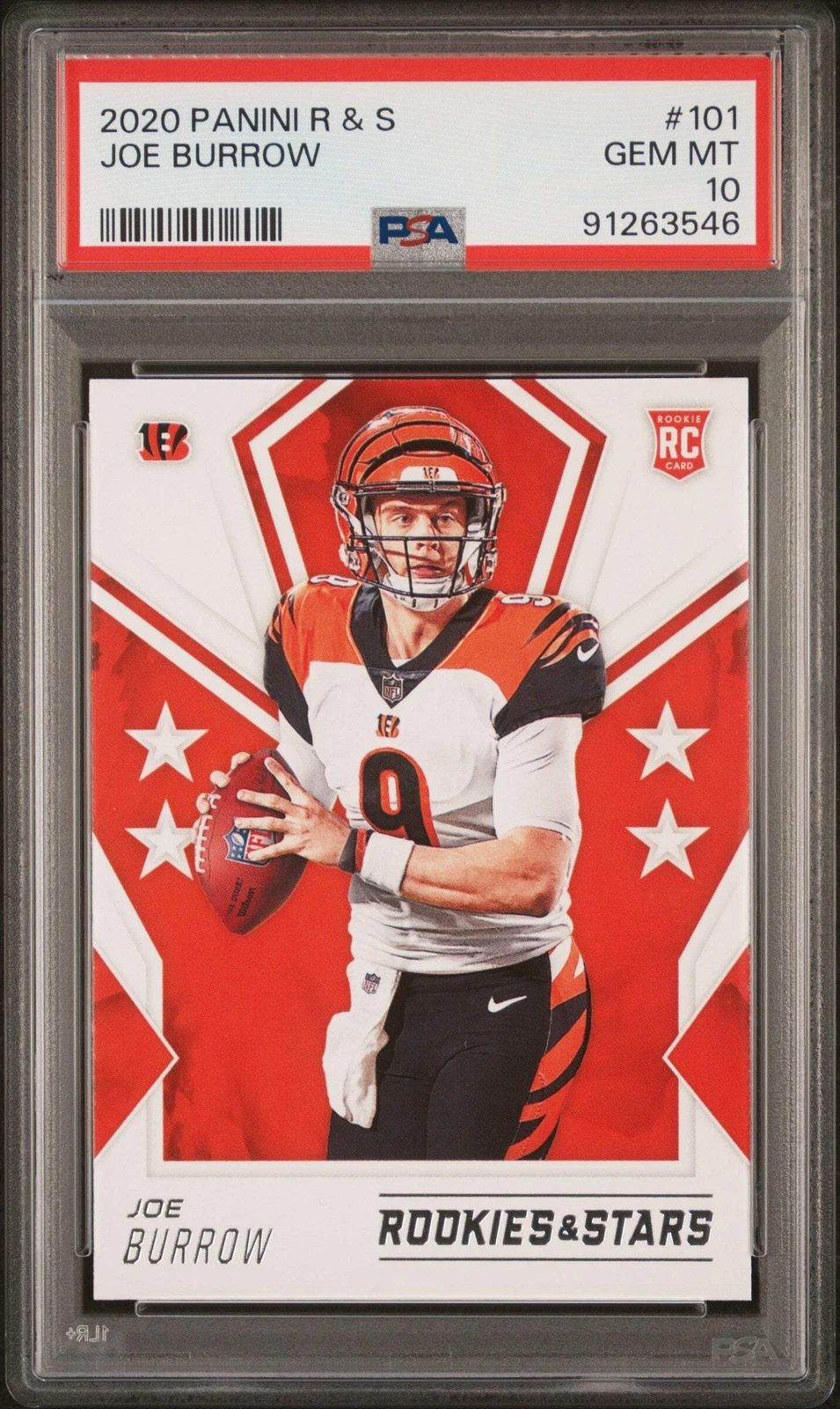 Graded 2020 Panini Rookies & Stars Joe Burrow #101 Rookie Football Card PSA 10
