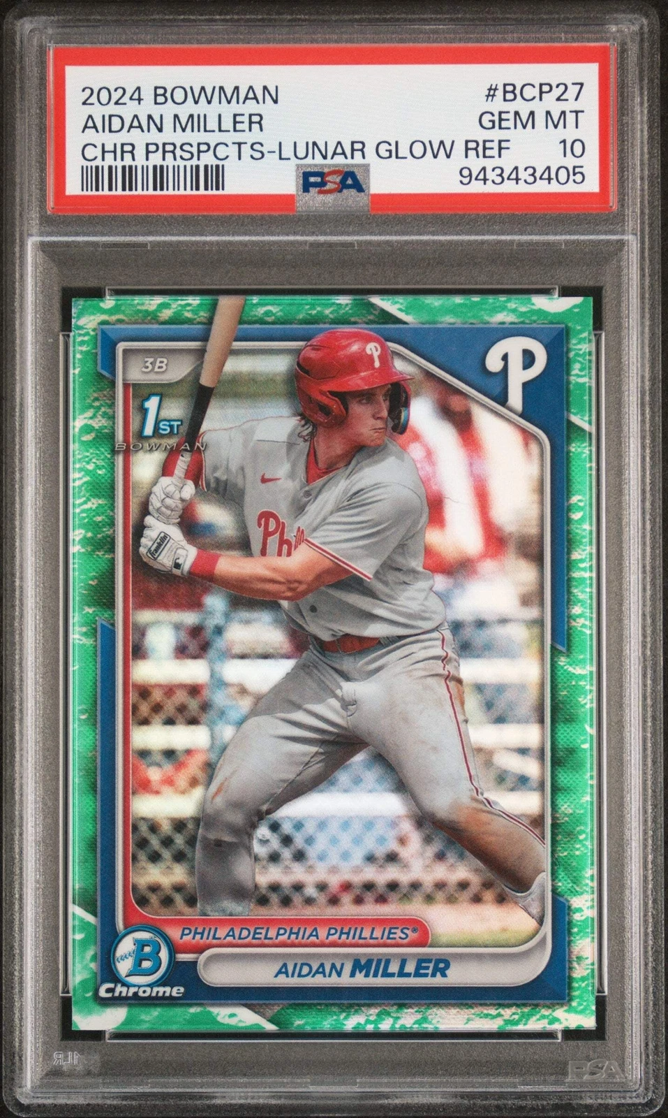 Graded 2024 Topps Bowman Aidan Miller #BCP27 Lunar REF RC Baseball Card PSA 10