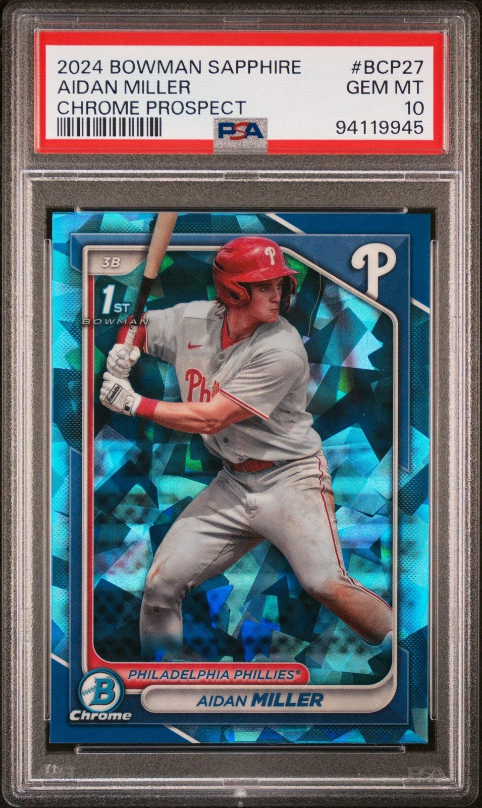 Graded 2024 Topps Bowman Sapphire Aidan Miller #BCP27 RC Baseball Card PSA 10