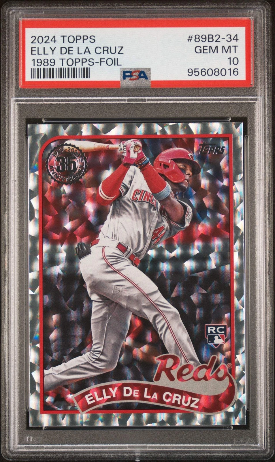 Graded 2024 Topps Elly De La Cruz #89B2-34 1989 Foil RC Baseball Card PSA 10