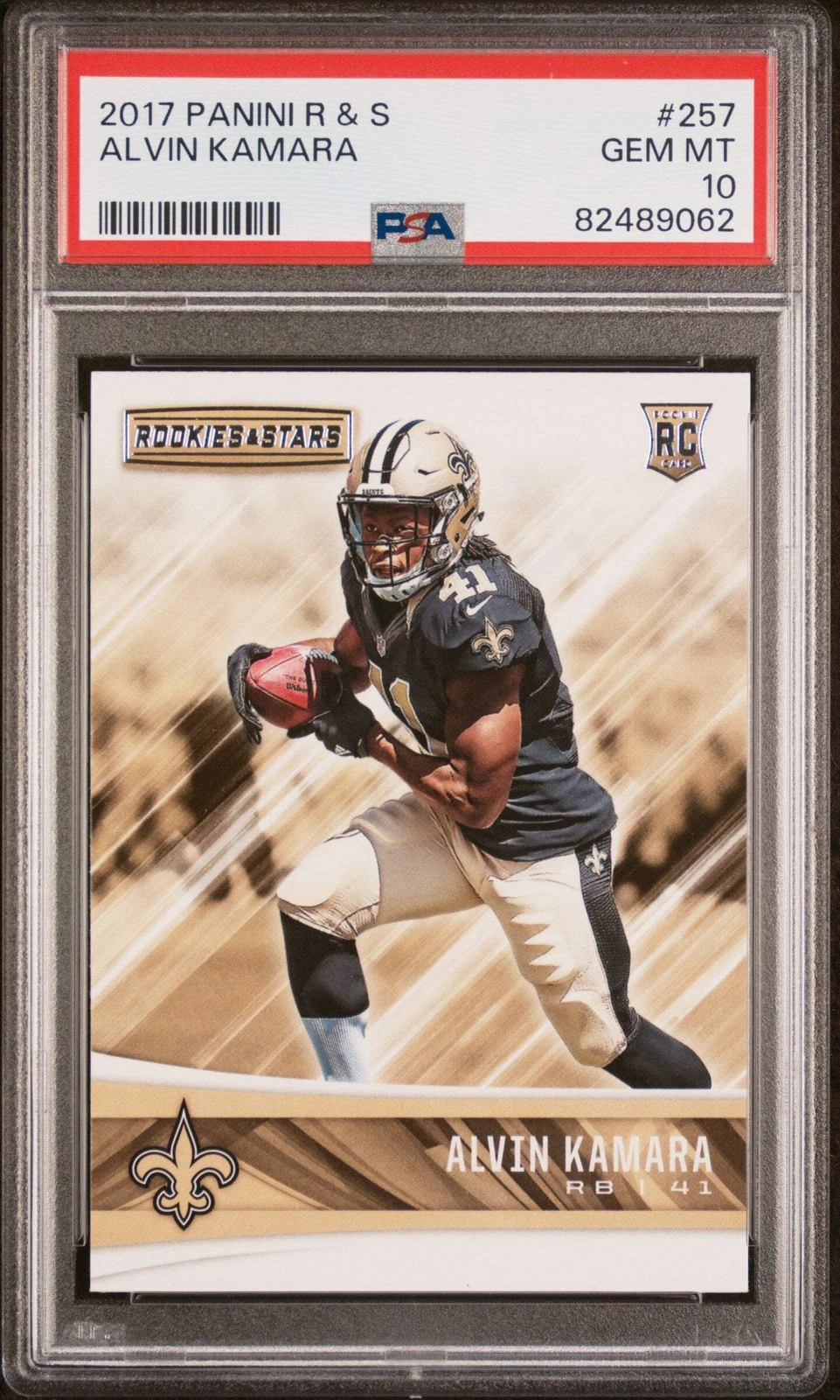 Graded 2017 Panini Rookies & Stars Alvin Kamara #257 Rookie Football Card PSA 10