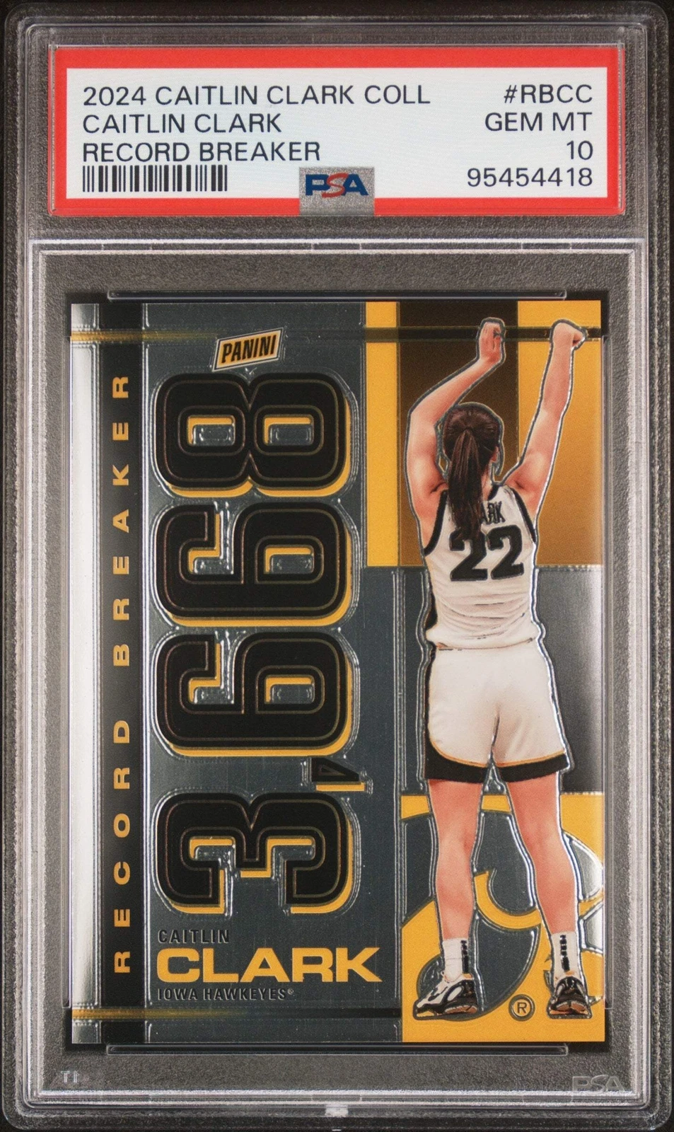 Graded 2024 Panini Caitlin Clark #RBCC Record Breaker RC Basketball Card PSA 10