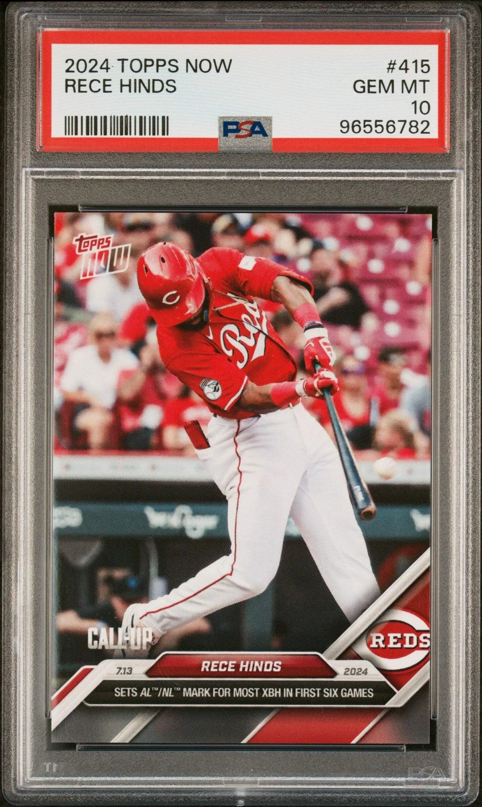 Graded 2024 Topps Now Rece Hinds #415 Rookie RC Baseball Card PSA 10 Gem Mint