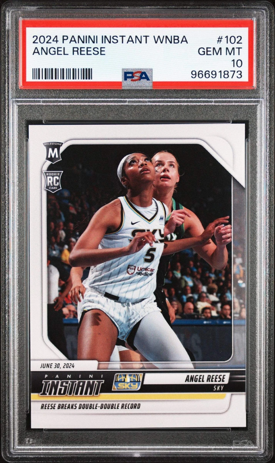 Graded 2024 Panini Instant WNBA Angel Reese #102 Rookie Basketball Card PSA 10