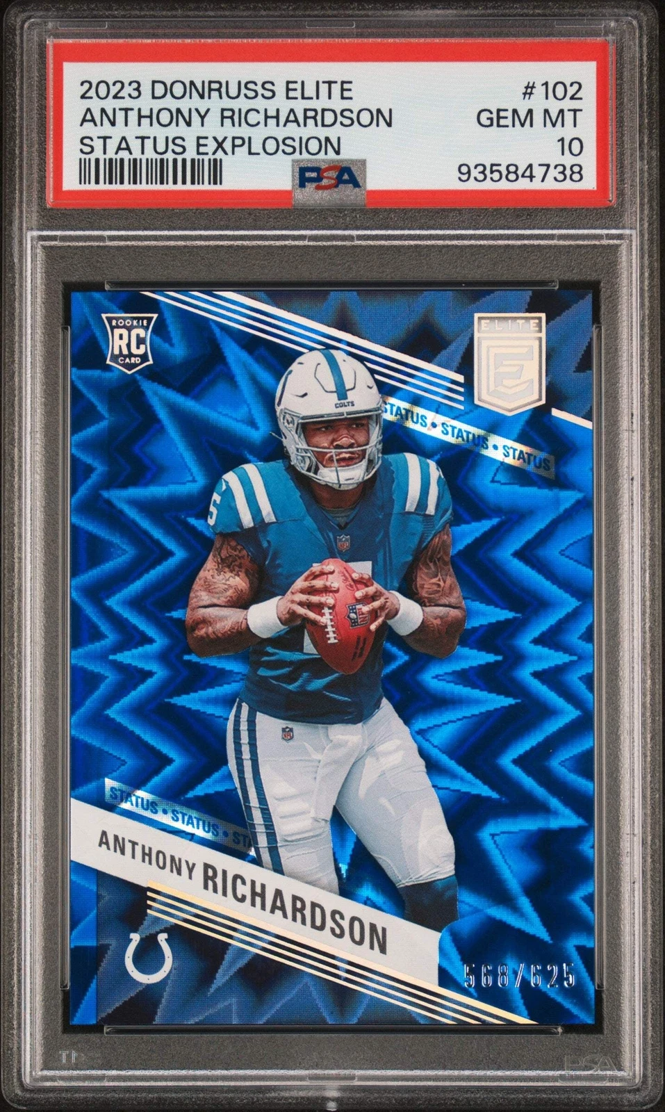 Graded 2023 Panini Anthony Richardson #102 Explosion /625 Football Card PSA 10