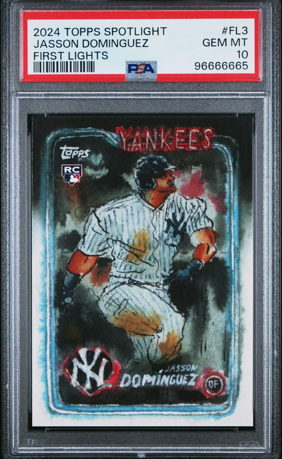 Graded 2024 Topps Spotlight Jasson Dominguez #FL3 1st Light Baseball Card PSA 10