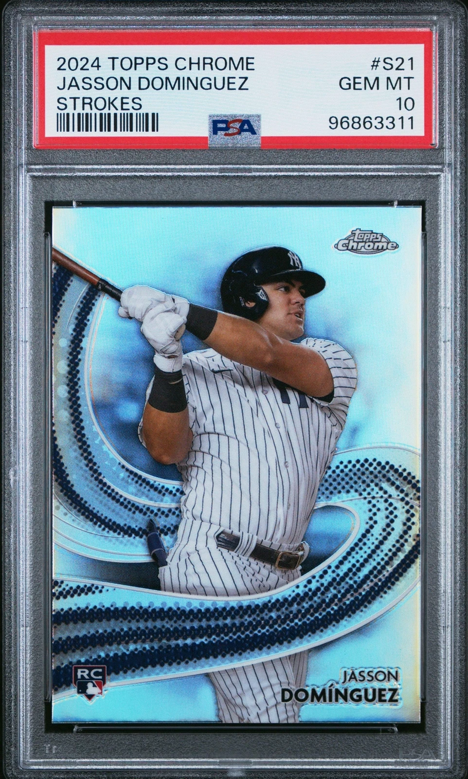 Graded 2024 Topps Chrome Jasson Dominguez #S21 Strokes RC Baseball Card PSA 10
