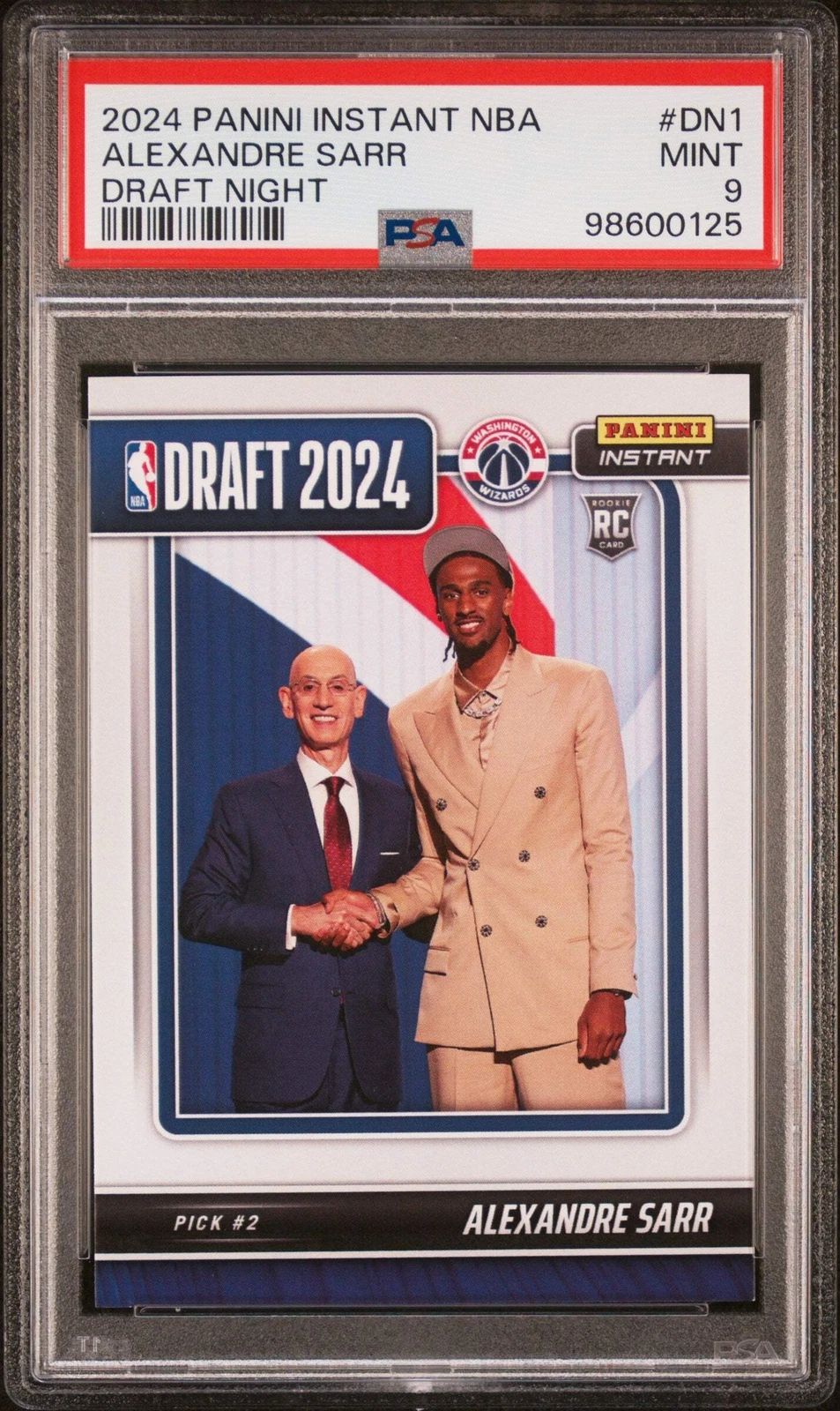 Graded 2024 Panini Instant NBA Alexandre Sarr #DN1 Draft Basketball Card PSA 9