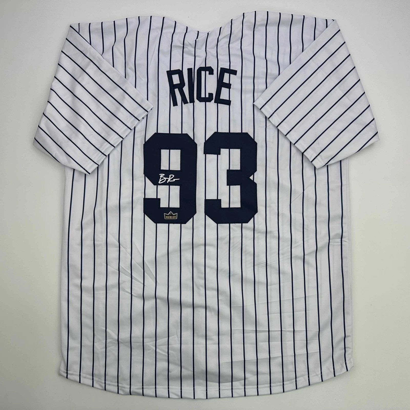 Facsimile Autographed Ben Rice New York Pinstripe Baseball Jersey Size Men's XL