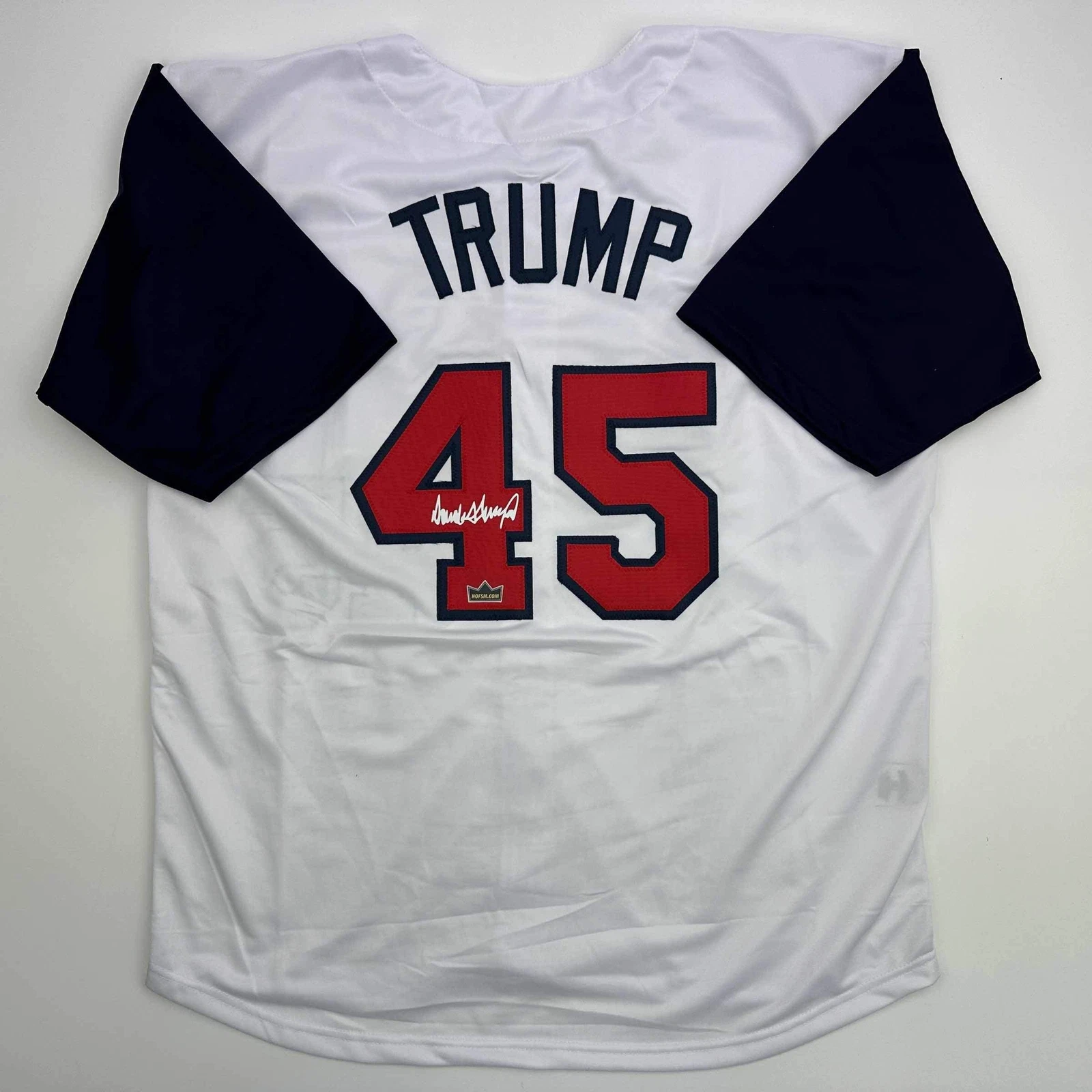 Facsimile Autographed Donald Trump #45 United States USA White Jersey Men's XL