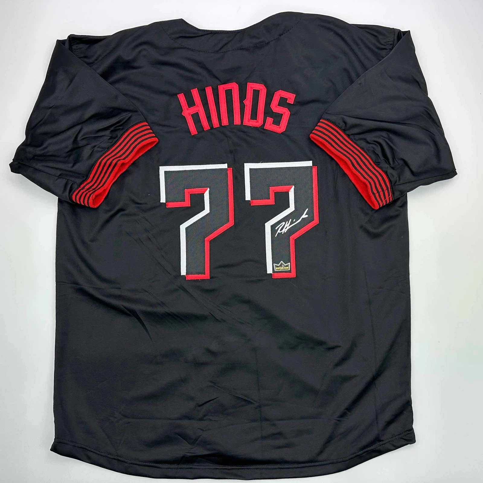 Facsimile Autographed Rece Hinds Cincinnati Black City Connect Jersey Men's XL