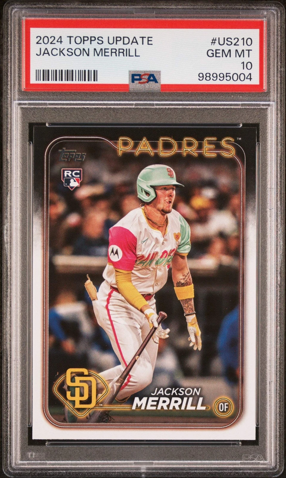 Graded 2024 Topps Update Jackson Merrill #US210 Rookie RC Baseball Card PSA 10