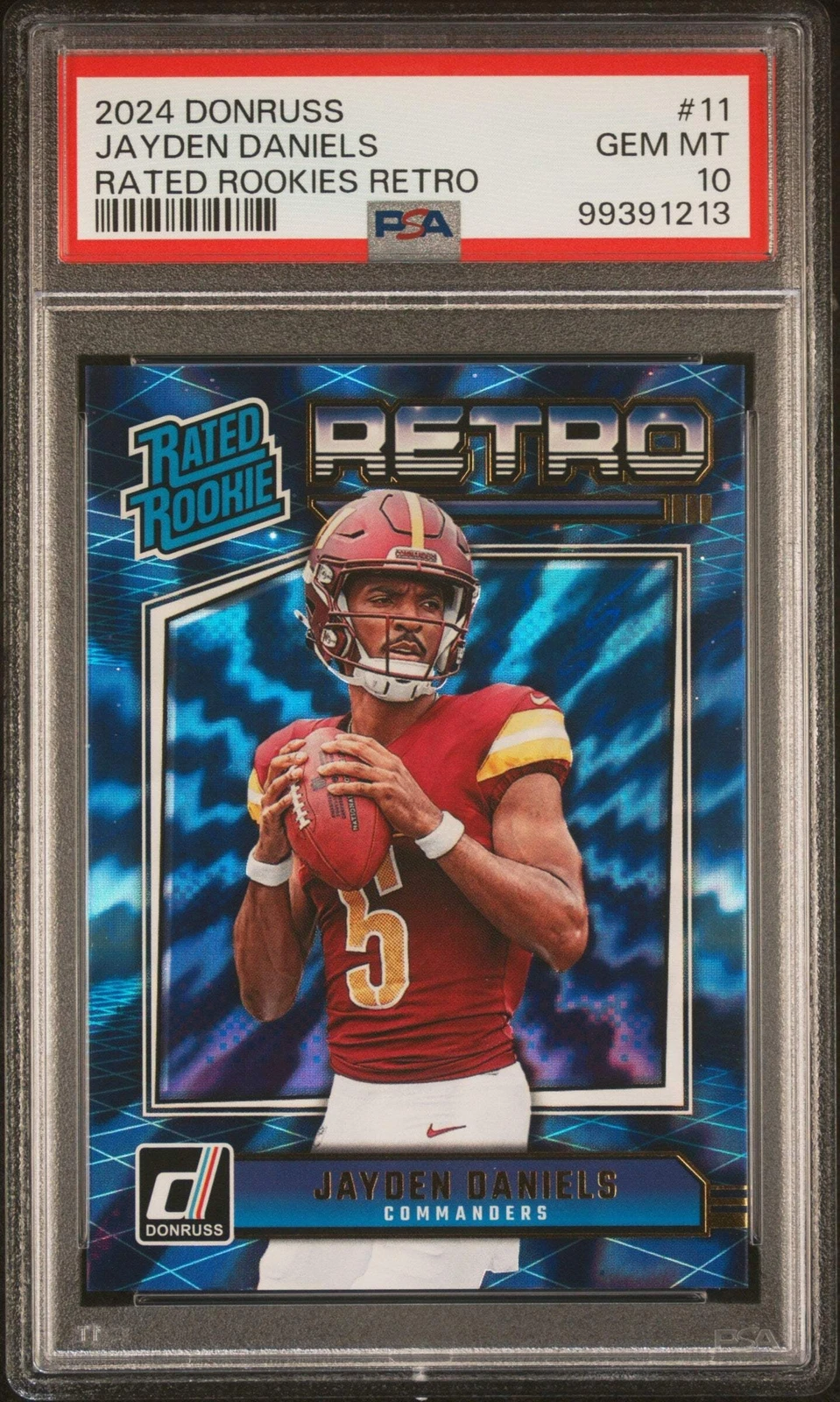 Graded 2024 Donruss Jayden Daniels #11 Rated Rookies Retro Football Card PSA 10