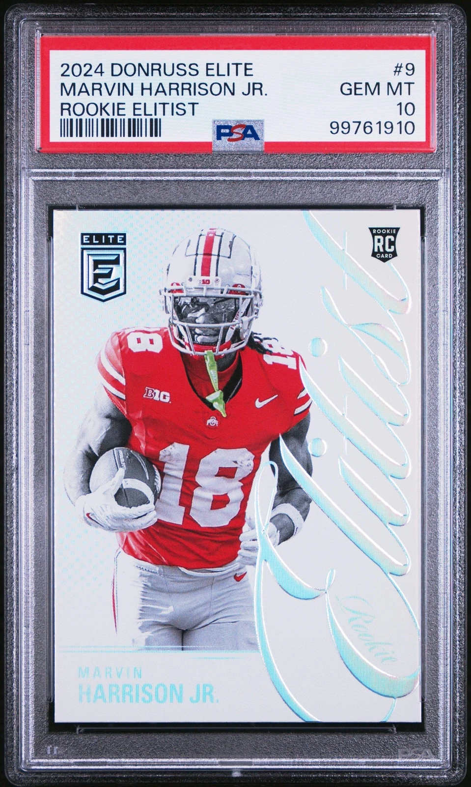 Graded 2024 Donruss Elite Marvin Harrison Jr #9 Elitist RC Football Card PSA 10