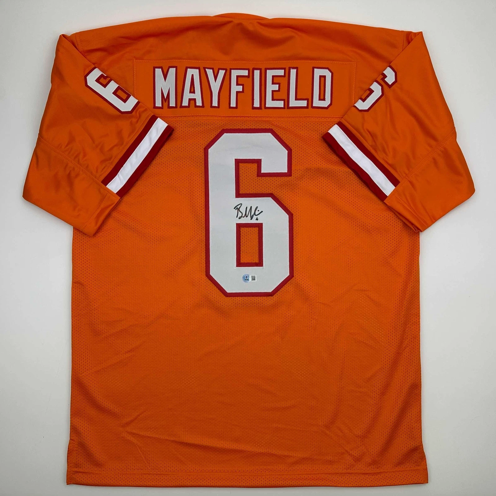 Autographed/Signed Baker Mayfield Tampa Bay Orange Creamsicle Jersey Beckett COA