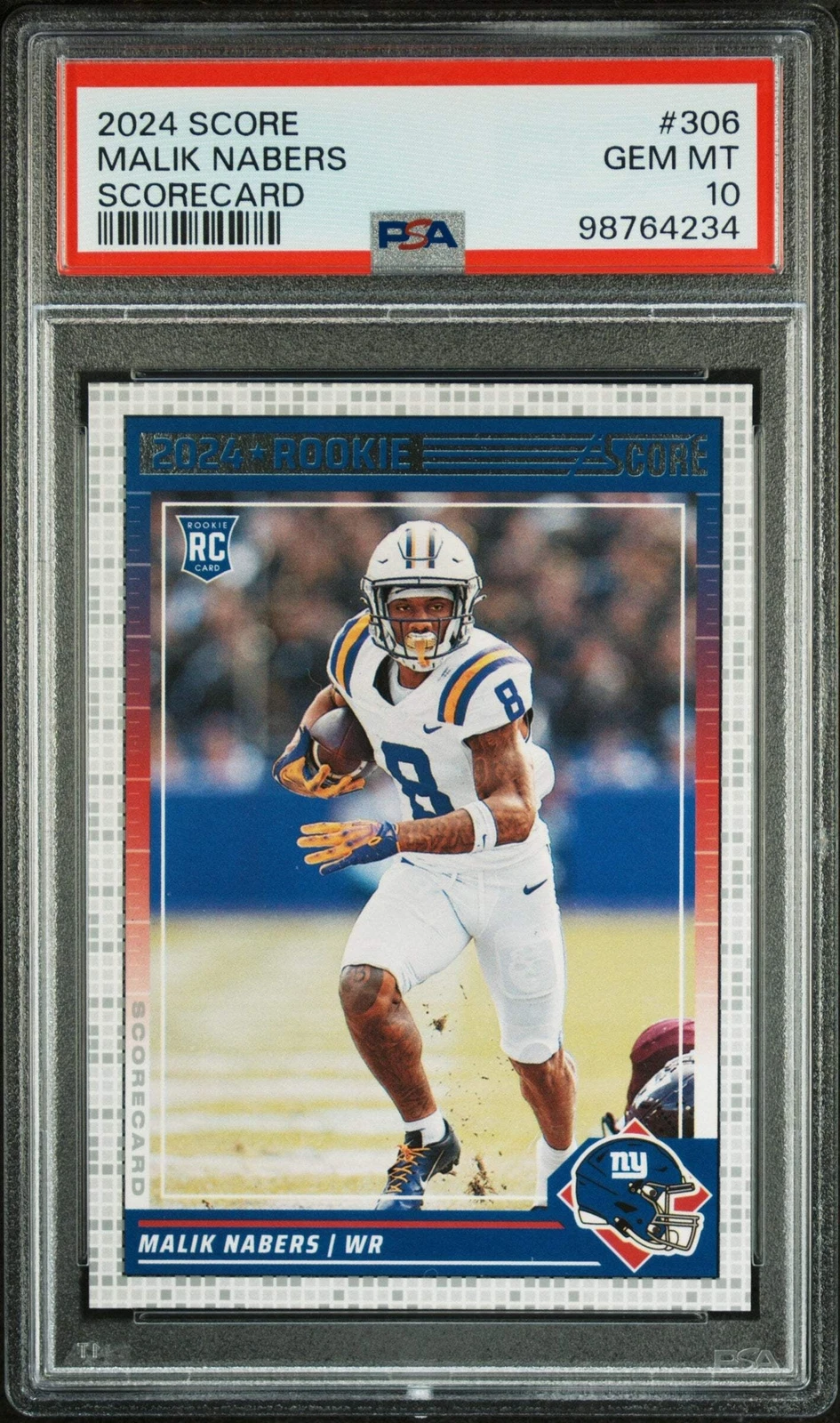 Graded 2024 Panini Score Malik Nabers #306 Scorecard RC Football Card PSA 10