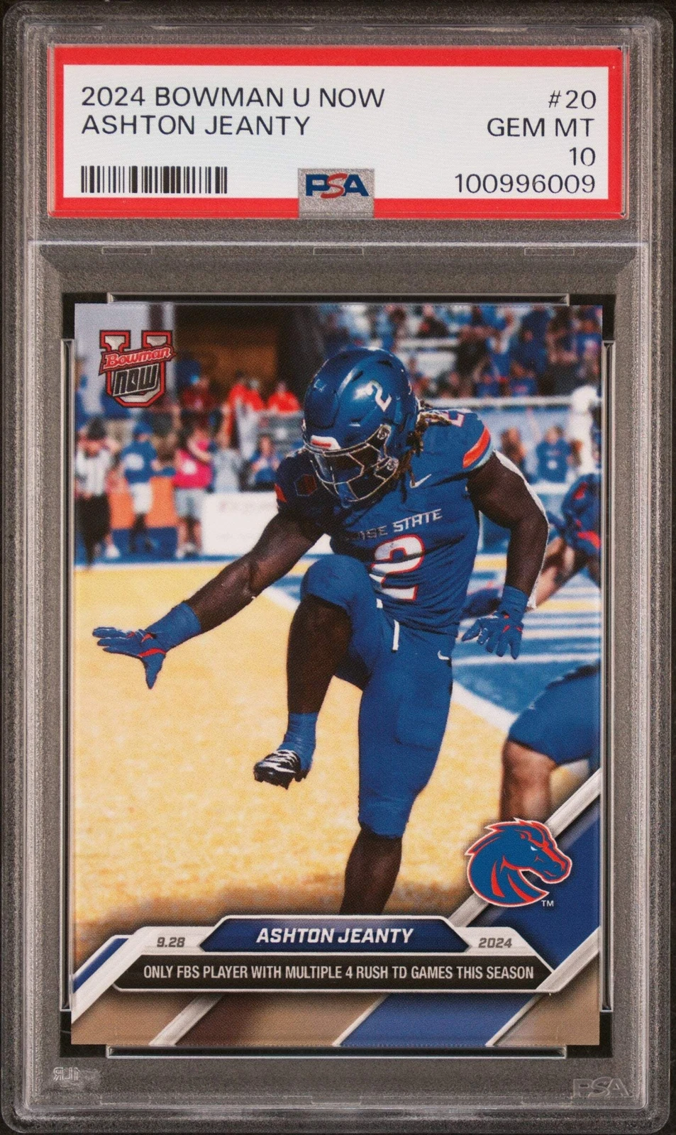 Graded 2024 Topps Bowman U Now Ashton Jeanty #20 Rookie RC Football Card PSA 10