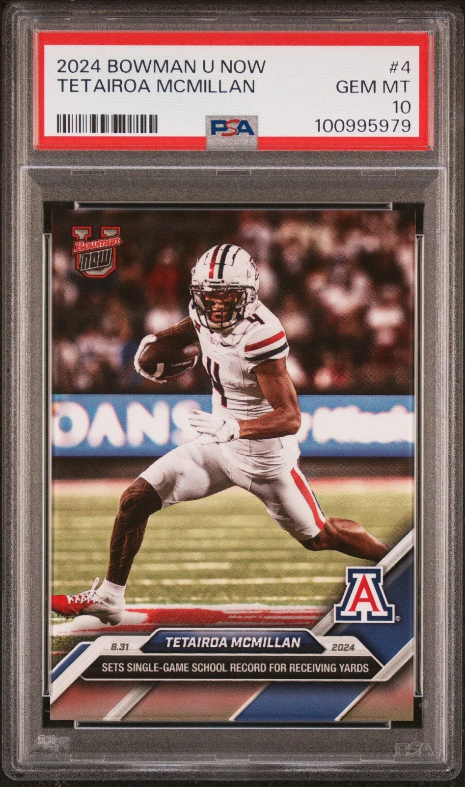 Graded 2024 Topps Bowman U Now Tetairoa McMillan #4 Rookie Football Card PSA 10