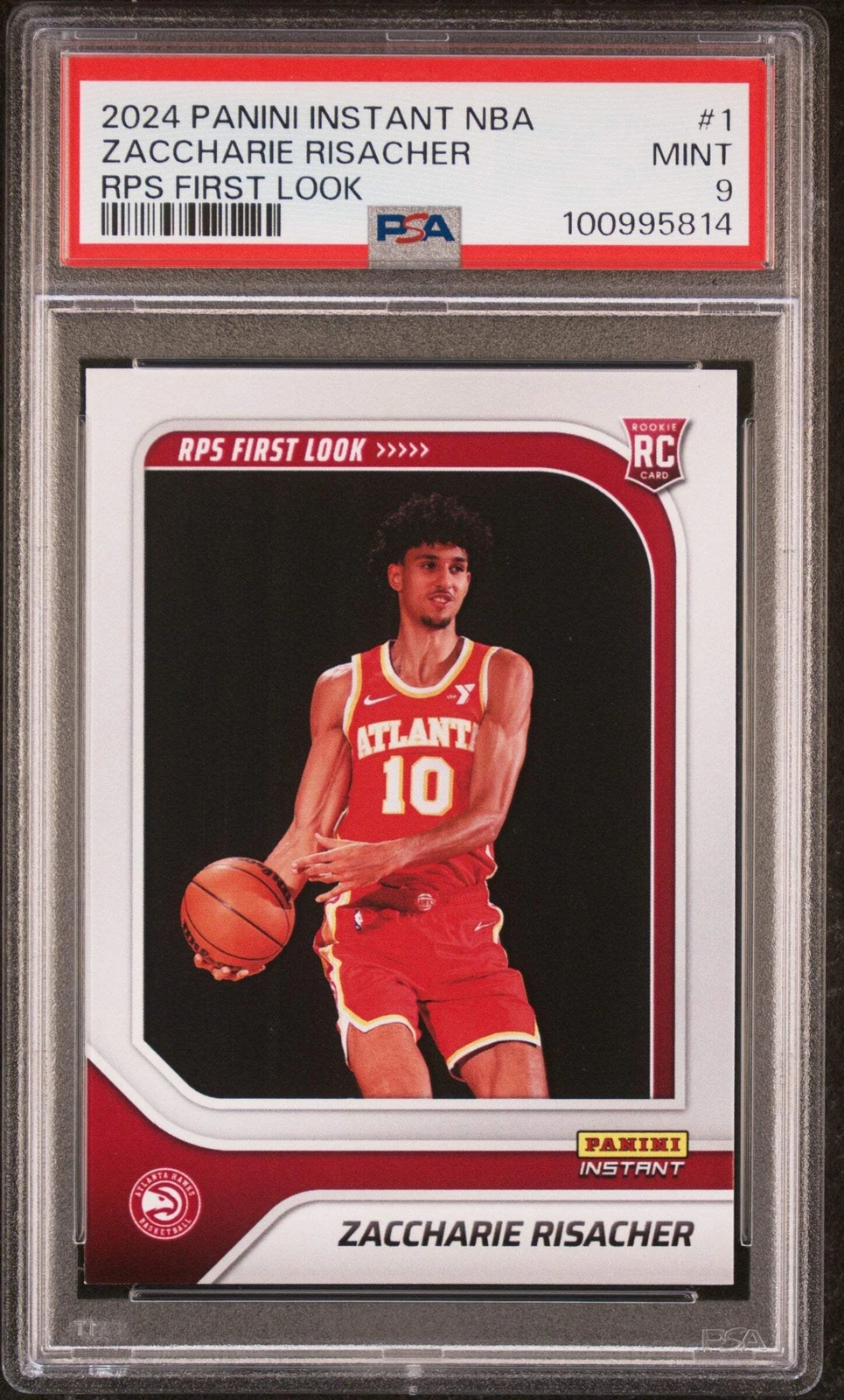 Graded 2024 Panini Instant Zaccharie Risacher #1 RPS Basketball Card PSA 9