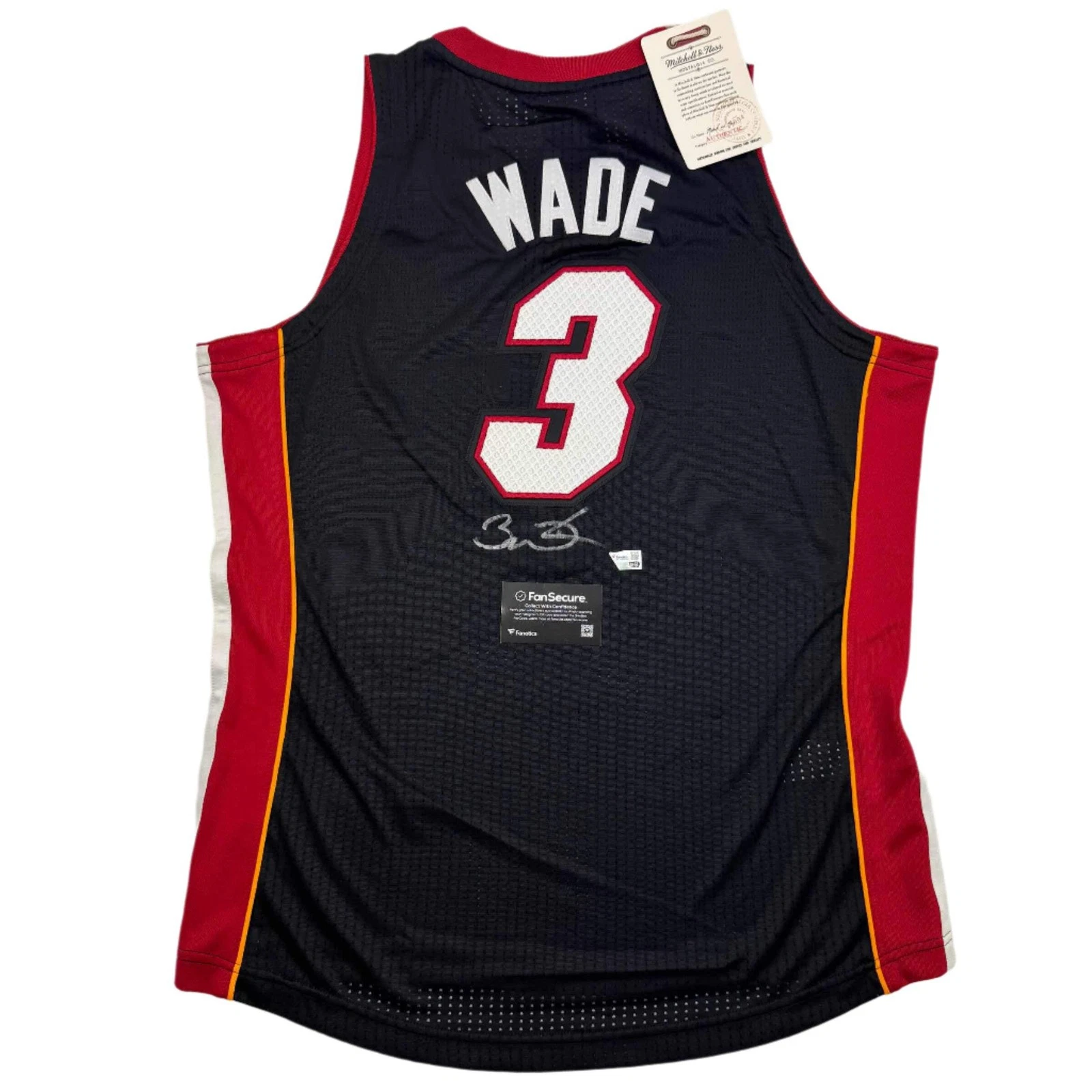 Autographed/Signed Dwyane Wade Heat Black M&N Authentic Jersey Fanatics COA