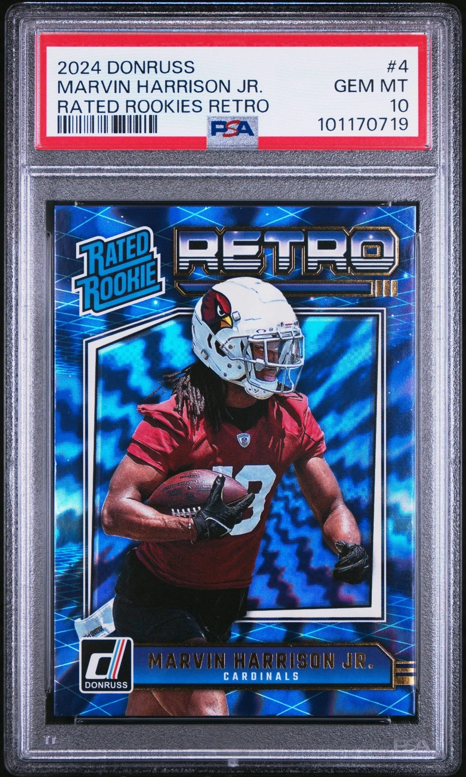 Graded 2024 Donruss Marvin Harrison Jr #4 Rookies Retro RC Football Card PSA 10