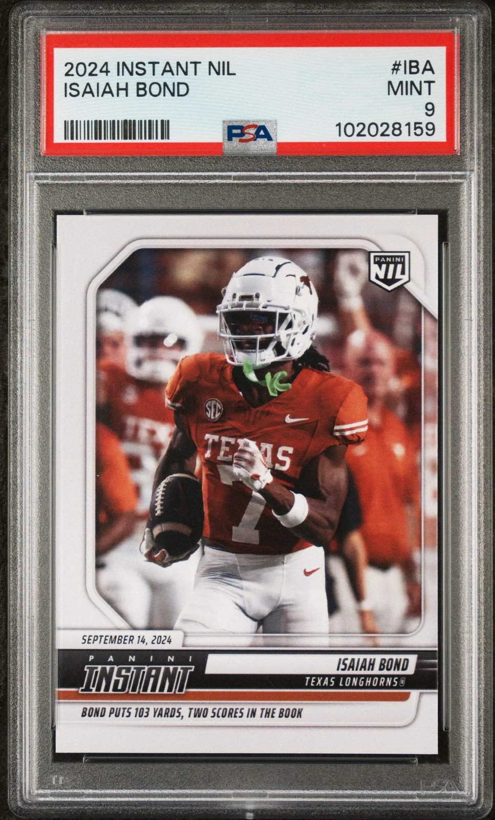 Graded 2024 Panini Instant NIL Isaiah Bond #IBA Rookie RC Football Card PSA 9