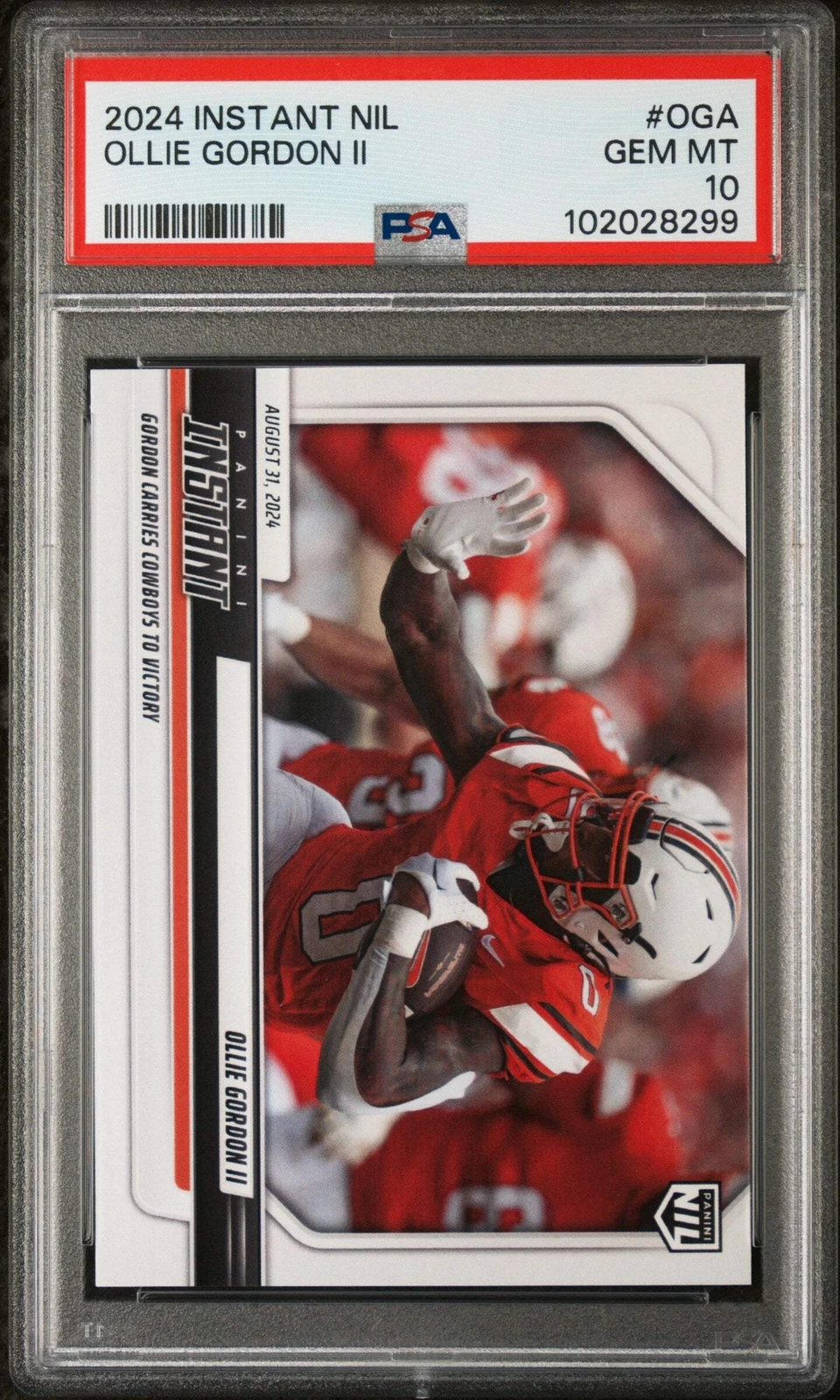 Graded 2024 Panini Instant NIL Ollie Gordon II #OGA Rookie Football Card PSA 10