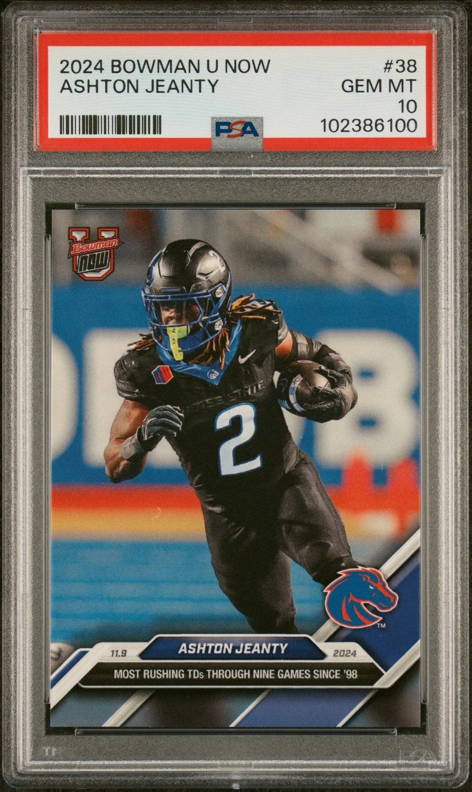 Graded 2024 Topps Bowman U Now Ashton Jeanty #38 Rookie RC Football Card PSA 10